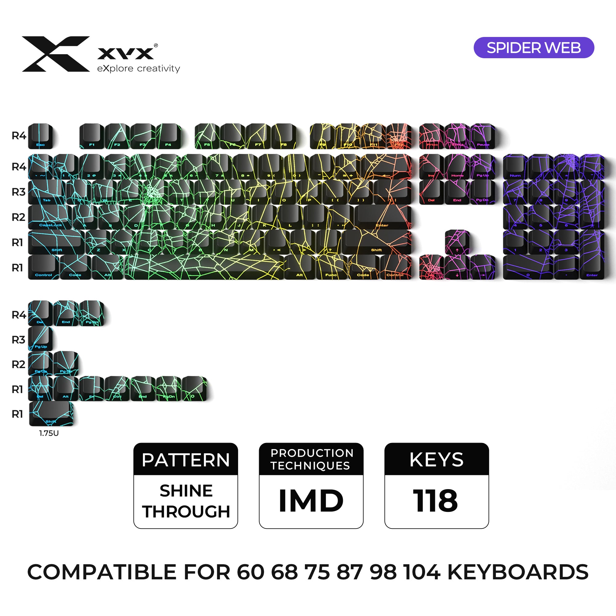 XVX SPIDER WEB Version Pattern OEM Profile IMD-Tech Keycap Set – XVX ...