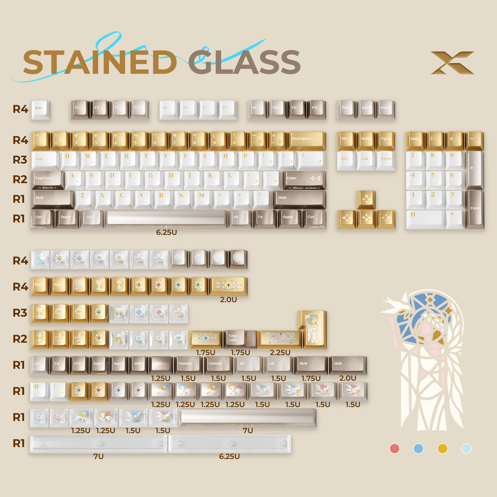 XVX Stained Glass Cherry Profile PBT+PC 181-Key Keycap Set XVX Keyboard