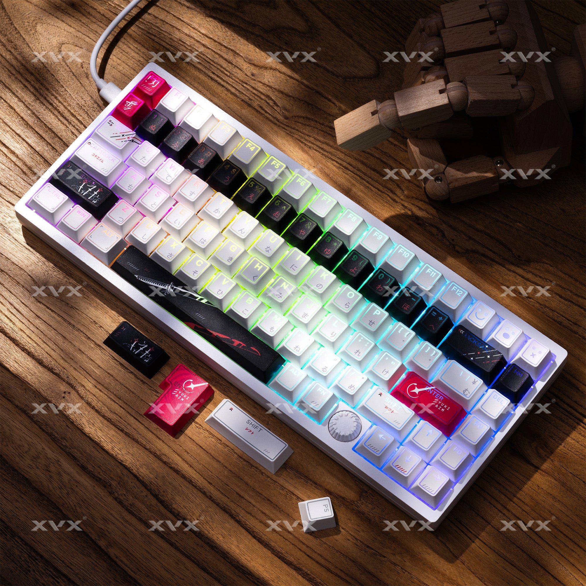 XVX PRISM Shine-Through Double shot Cherry Profile PBT Keycap Set 142 ...