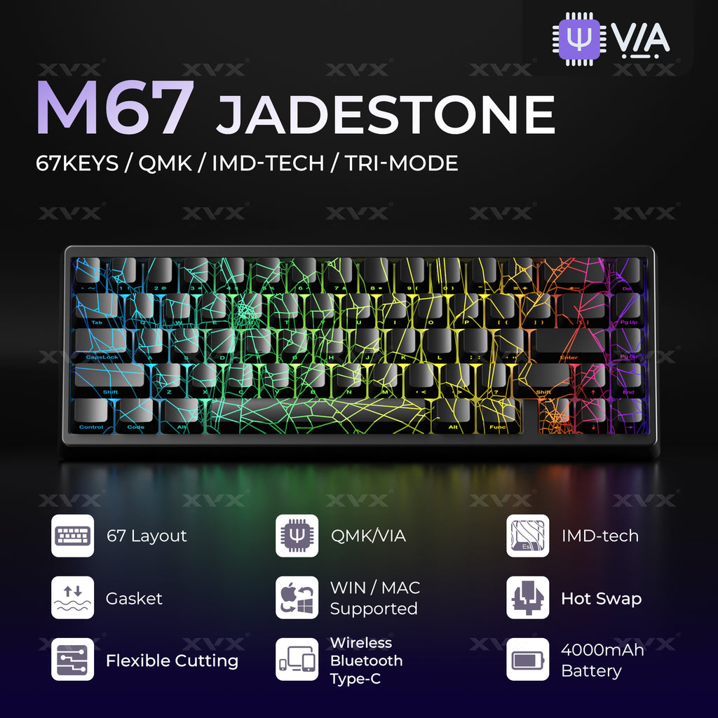 XVX M67 JadeStone Mechanical Keyboard With IMD-Tech Keycaps (SPIDER WE ...