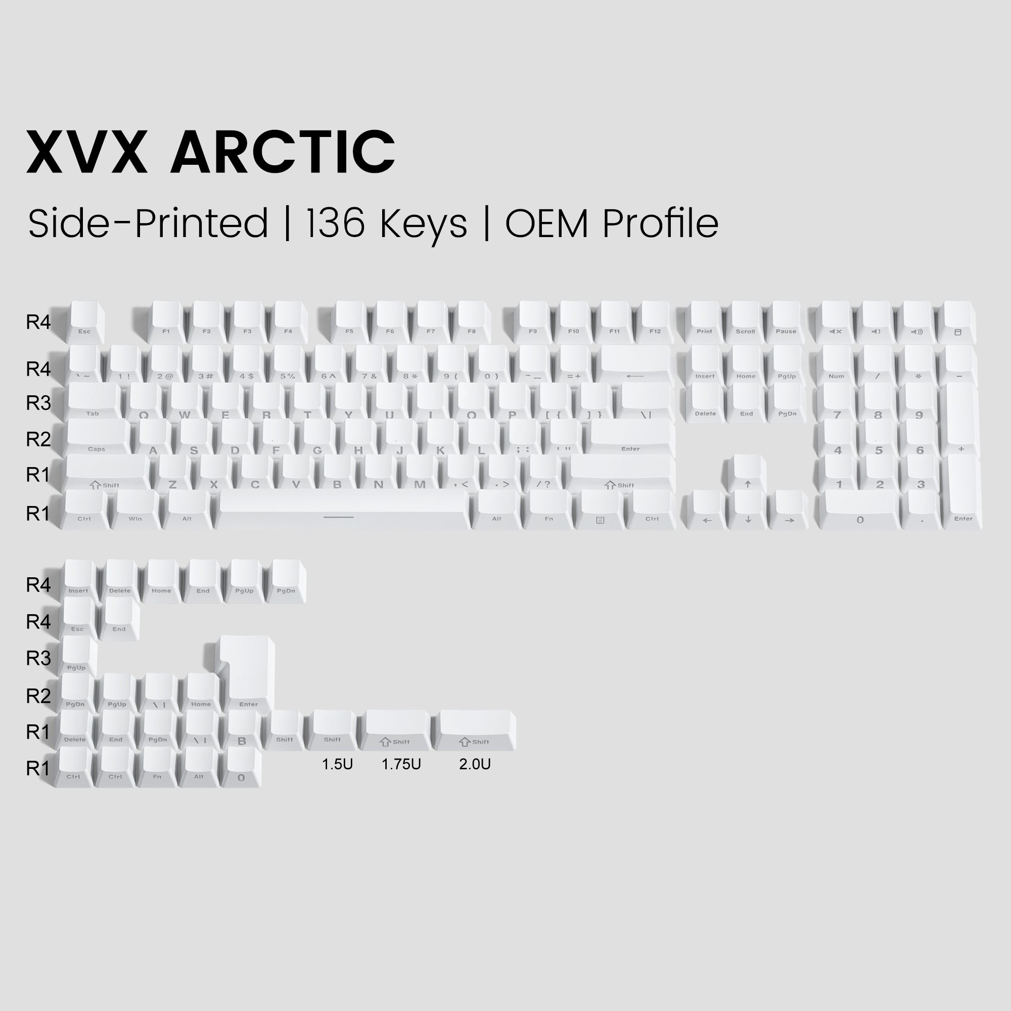 XVX Gradient Series 136-Key Side-Printed OEM Profile Keycap (7 Colors) - xvxchannel