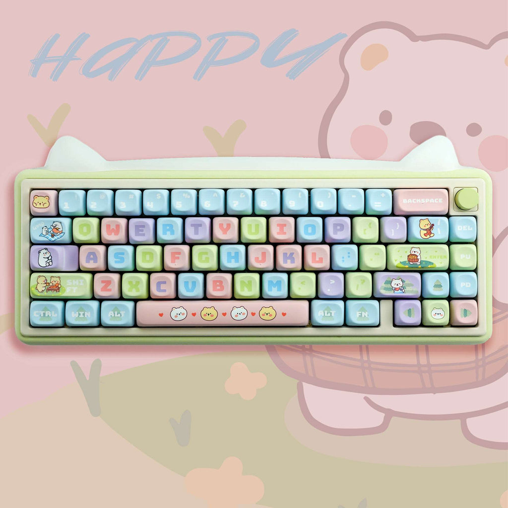 XVX Cute Little Bear  MOA Profile Dyed Sub PBT Keycap Set 143-Key - xvxchannel