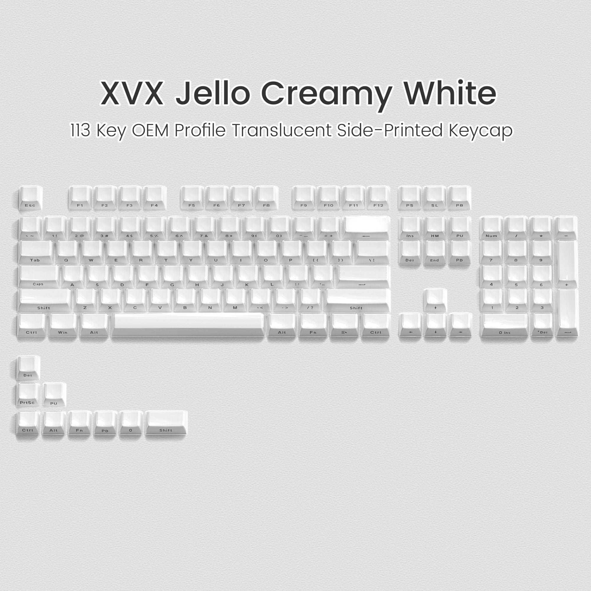 XVX Jello Side-Printed Translucent OEM Profile Keycap (113-Key) - xvxchannel