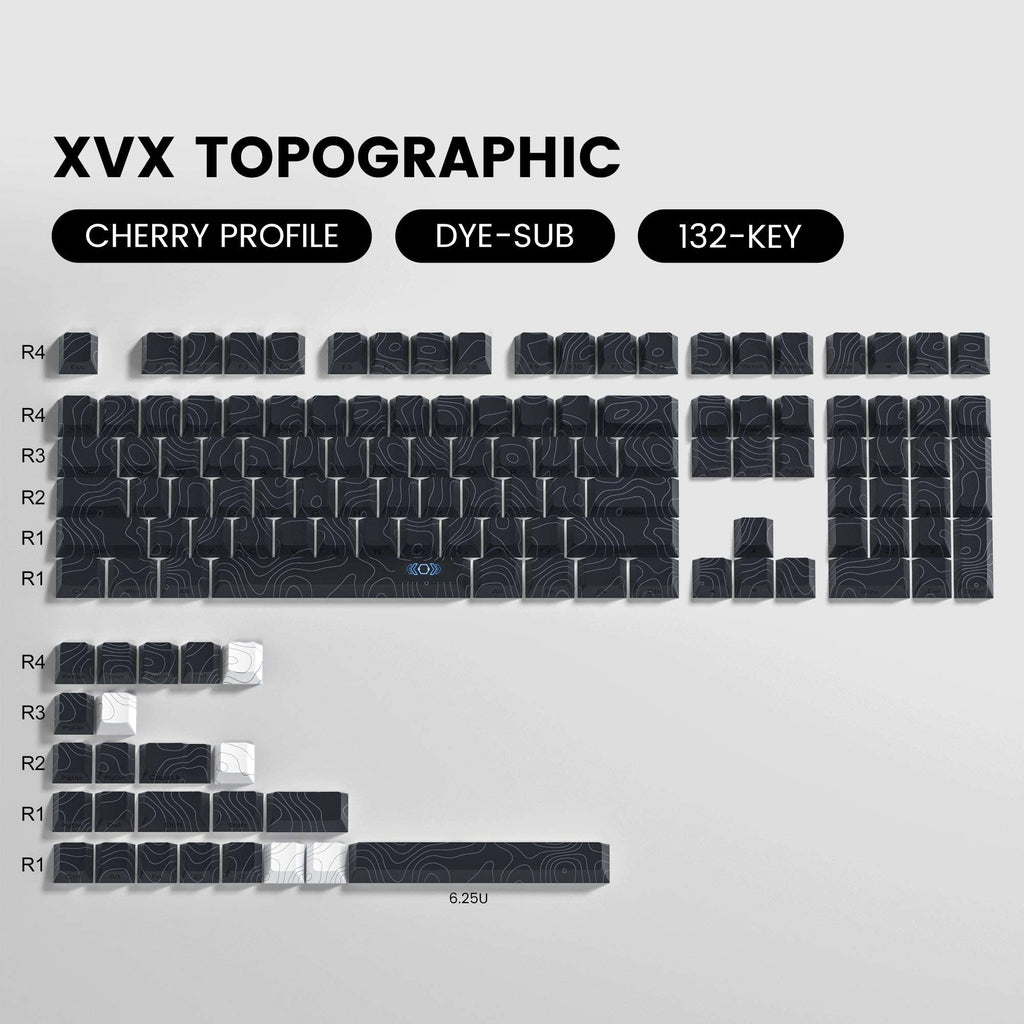 XVX Topographic Cherry Profile Dye-Sub Keycap Set (132-Key) - xvxchannel
