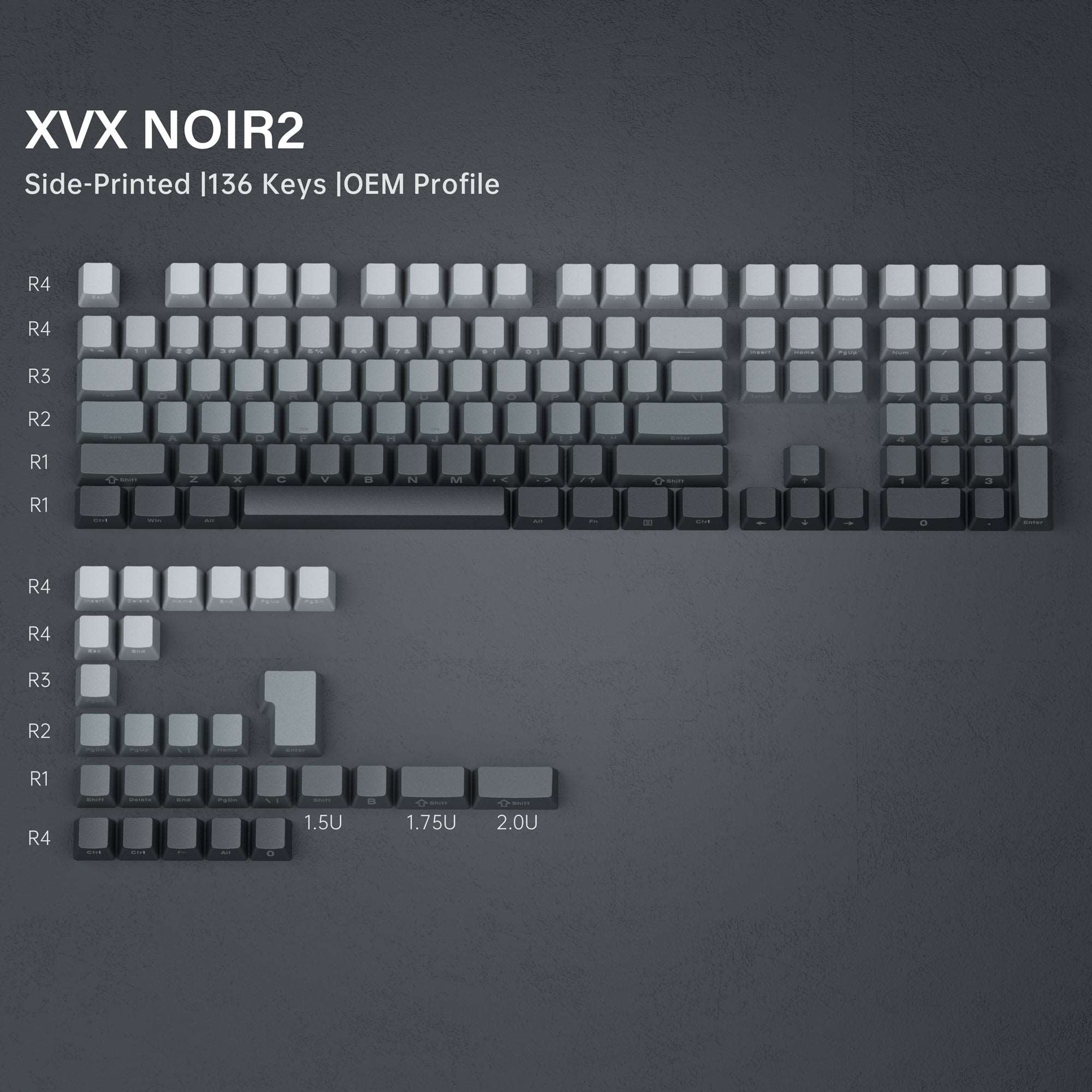 XVX Gradient Series 136-Key Side-Printed OEM Profile Keycap (7 Colors) - xvxchannel