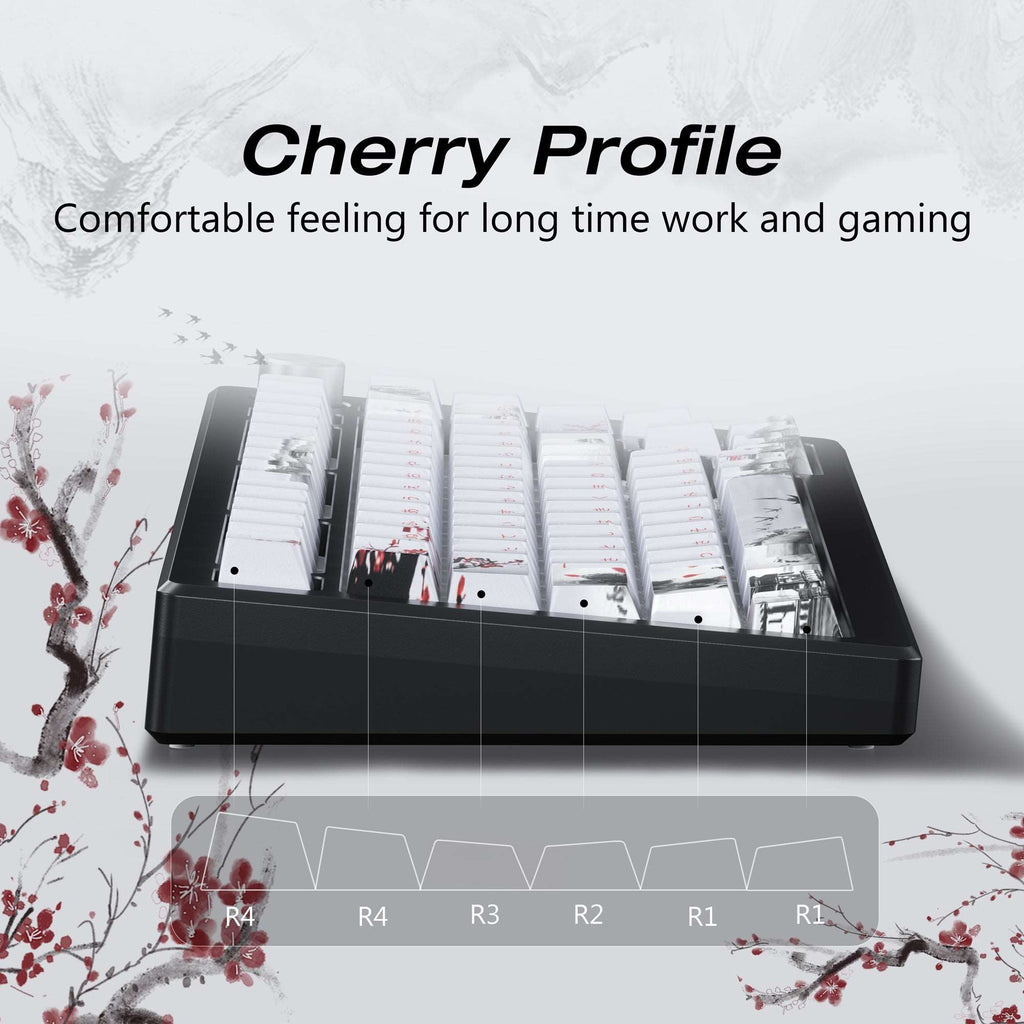 XVX  Plum Blossom Cherry Profile Double shot  5-sided Dye-Sub PBT Keycap Set (127-Key) - xvxchannel