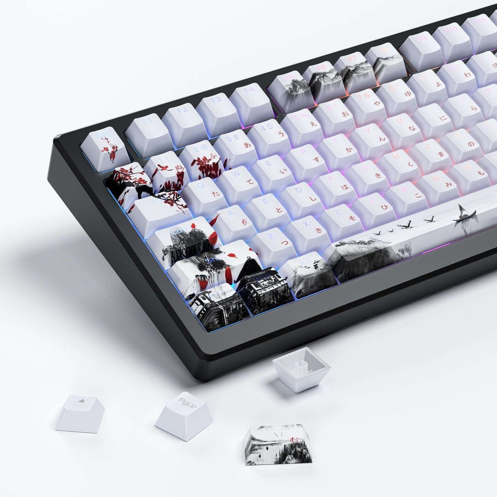 XVX  Plum Blossom Cherry Profile Double shot  5-sided Dye-Sub PBT Keycap Set (127-Key) - xvxchannel