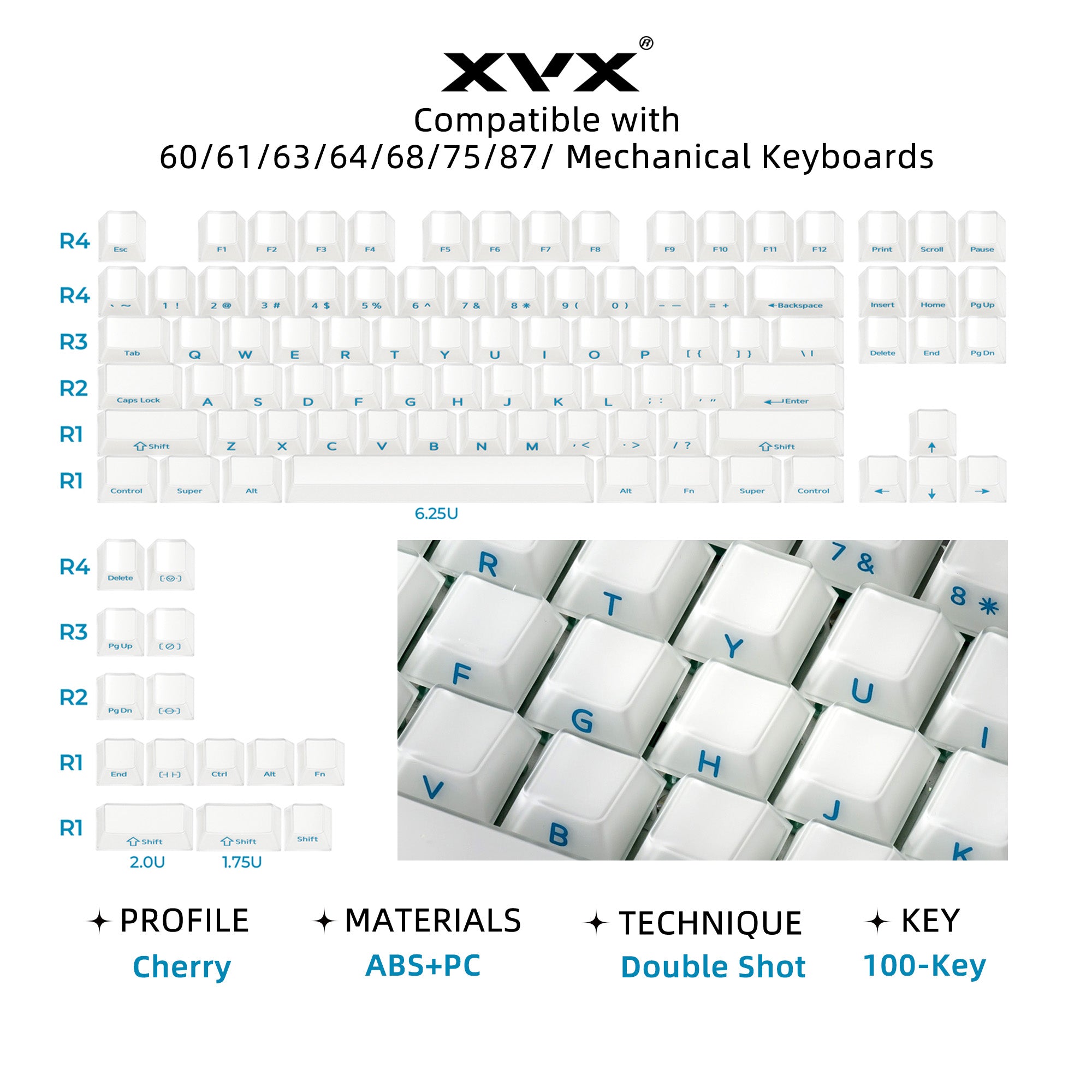 XVX Velvet Jelly Side-Printed Translucent Cherry Profile Double-Shot Keycap Set XVX Keyboard Channel