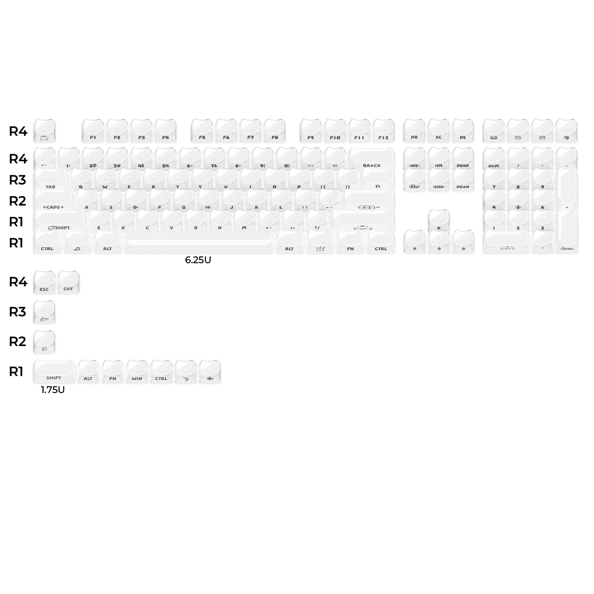 XVX Jelly MAO Profile Side-Printed Translucent 119-Key Keycap Set XVX Keyboard Channel