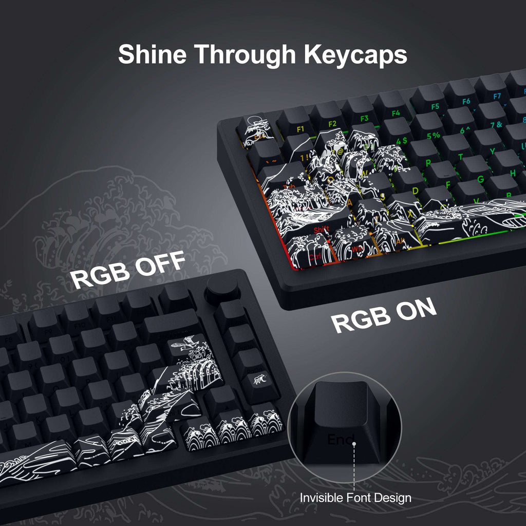 XVX Wave of Kanagawa Cherry Profile Side Print Dye-sub PBT Keycap Set (131-Key) - xvxchannel
