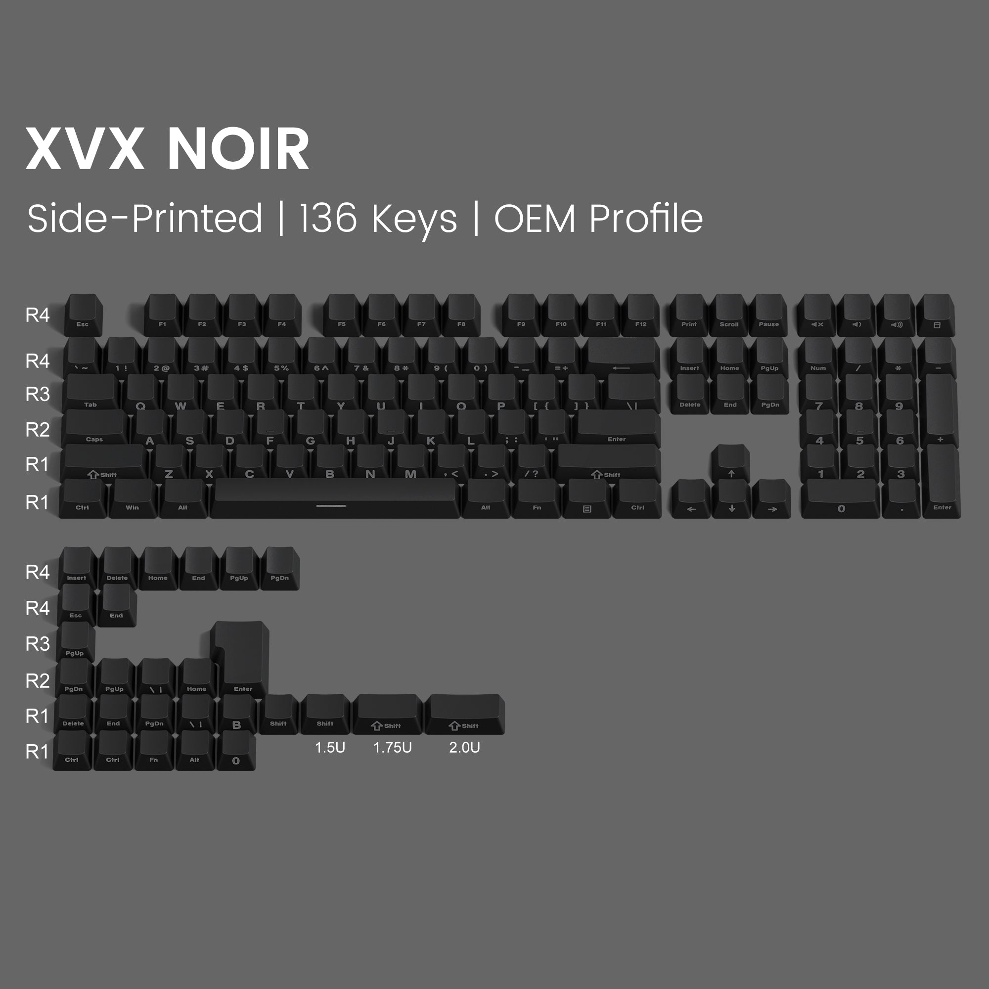 XVX Gradient Series 136-Key Side-Printed OEM Profile Keycap (7 Colors) - xvxchannel