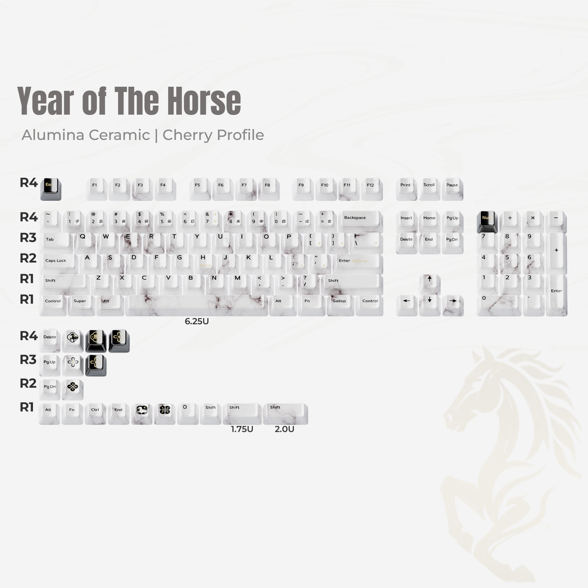 XVX Year Of The Horse Ceramic Cherry Profile 120-Key Full Keycap Set XVX Keyboard