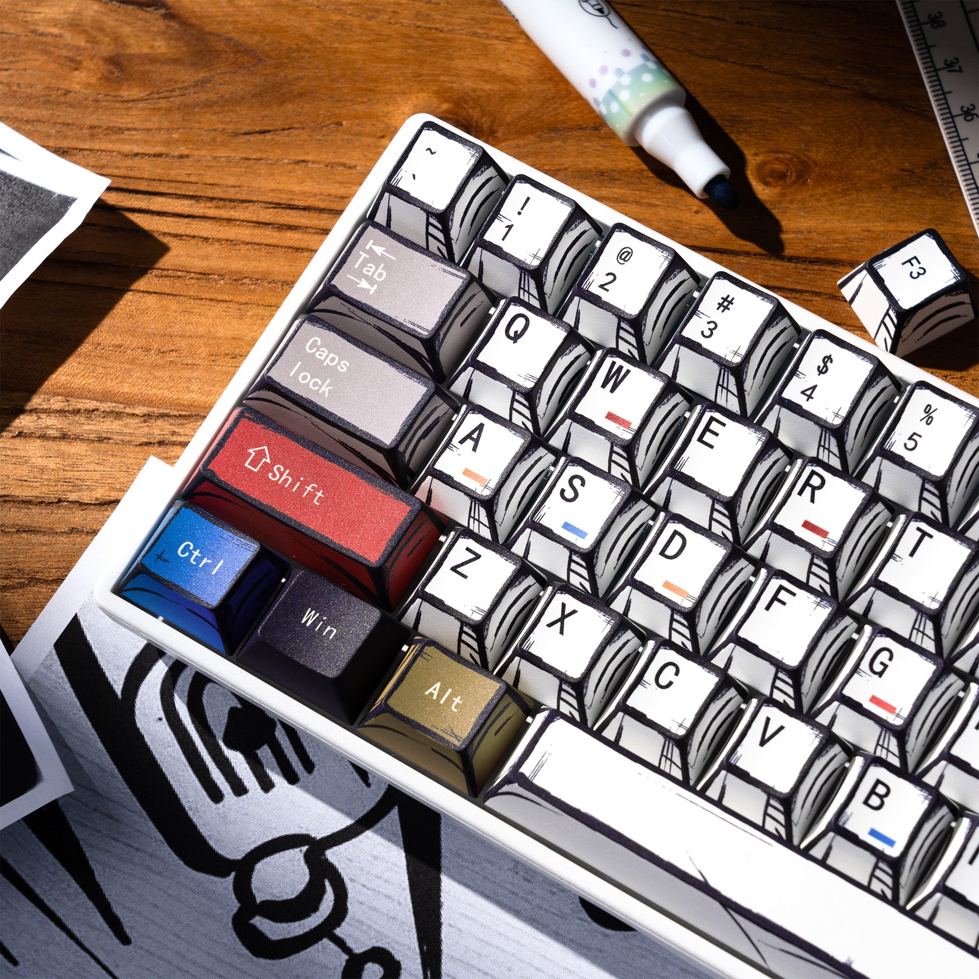 XVX Manga Theme graffiti Cherry Profile Dye-Sub PBT Keycaps – XVX