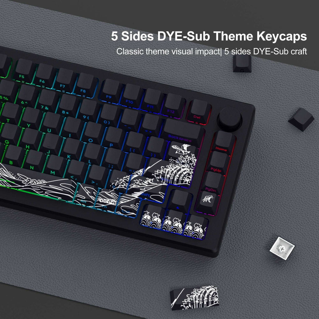 XVX Wave of Kanagawa Cherry Profile Side Print Dye-sub PBT Keycap Set (131-Key) - xvxchannel