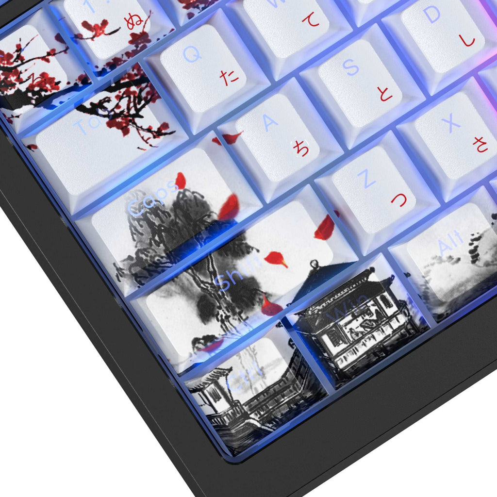 XVX  Plum Blossom Cherry Profile Double shot  5-sided Dye-Sub PBT Keycap Set (127-Key) - xvxchannel