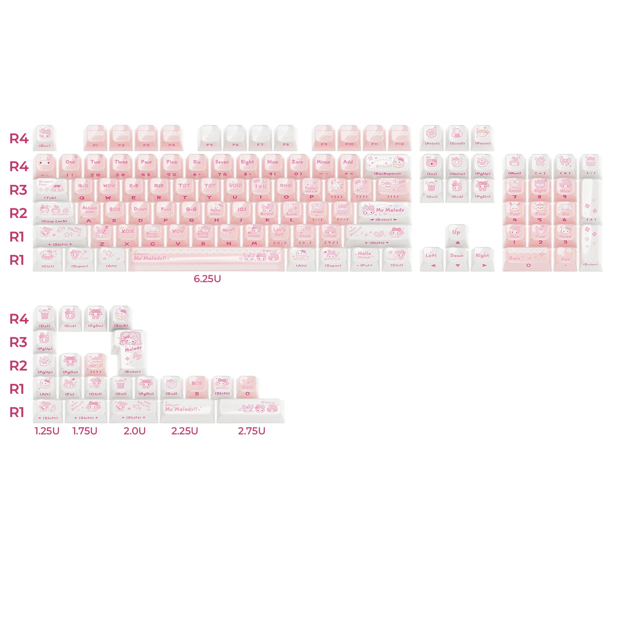 XVX Melody OEM Profile Side-Printed Double-Shot 127-Key Keycap Set XVX Keyboard Channel