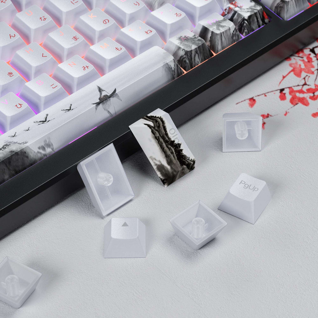 XVX  Plum Blossom Cherry Profile Double shot  5-sided Dye-Sub PBT Keycap Set (127-Key) - xvxchannel