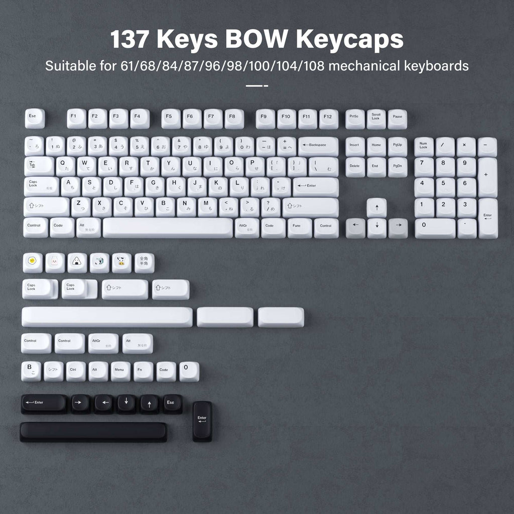 XVX Minimalist Style BOW 137-Key MOA Profile Dye-Sub PBT Keycap Set - xvxchannel