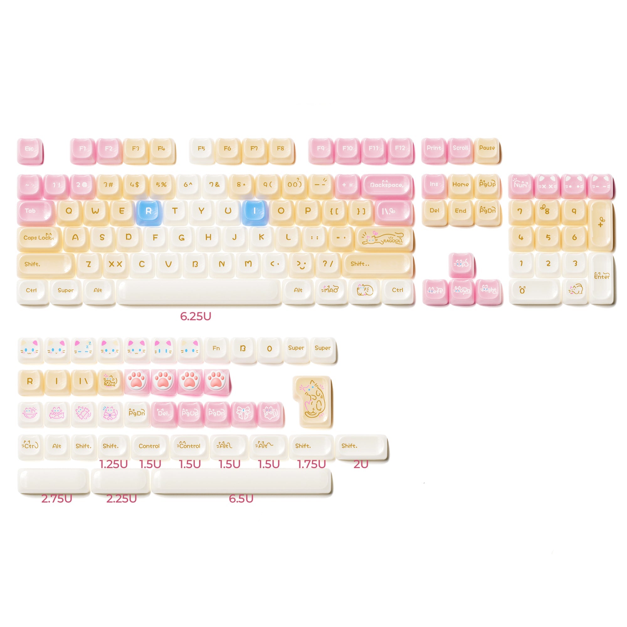 小物 HOPTICAL White CAT IE H10 XVX House Cat MAO Profile Keycaps Set (149-key)