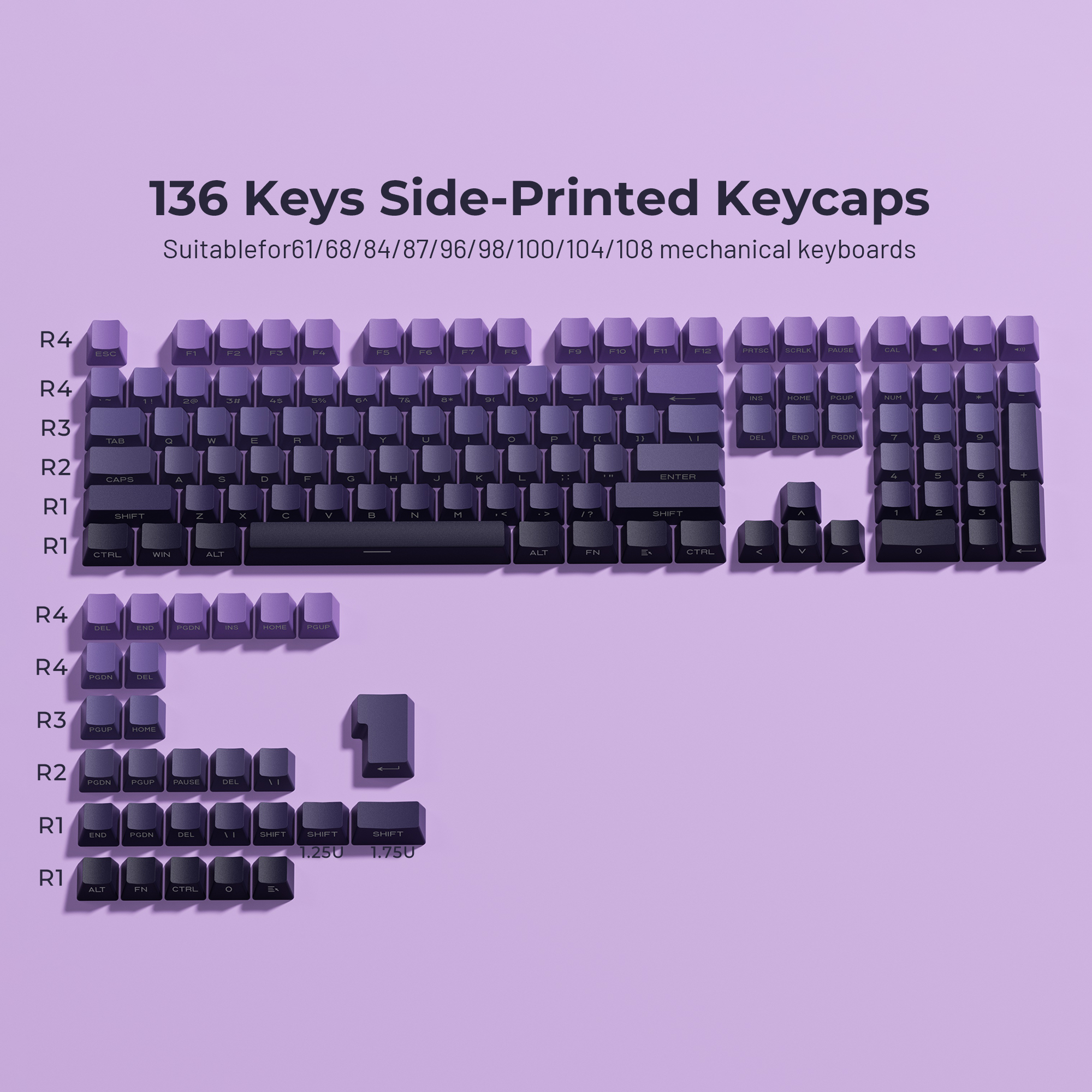 XVX Gradient Series 136-Key Side-Printed OEM Profile Keycap (7 Colors) xvxchannel