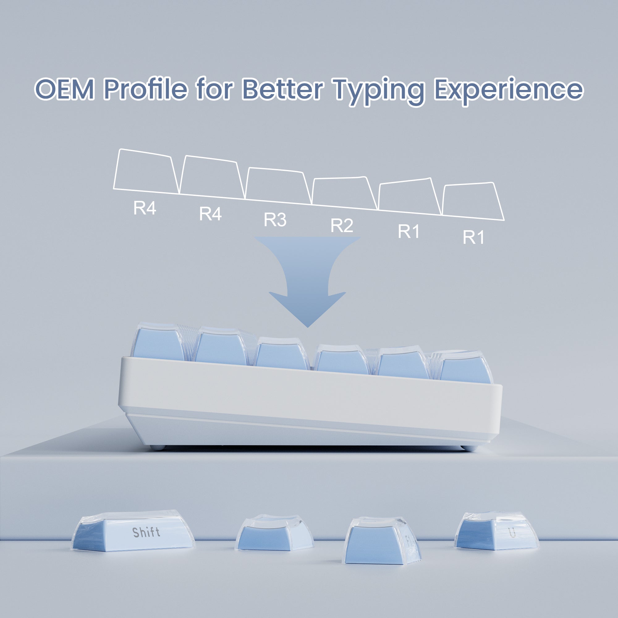 XVX Jello Side-Printed Translucent OEM Profile Keycap (113-Key) - xvxchannel