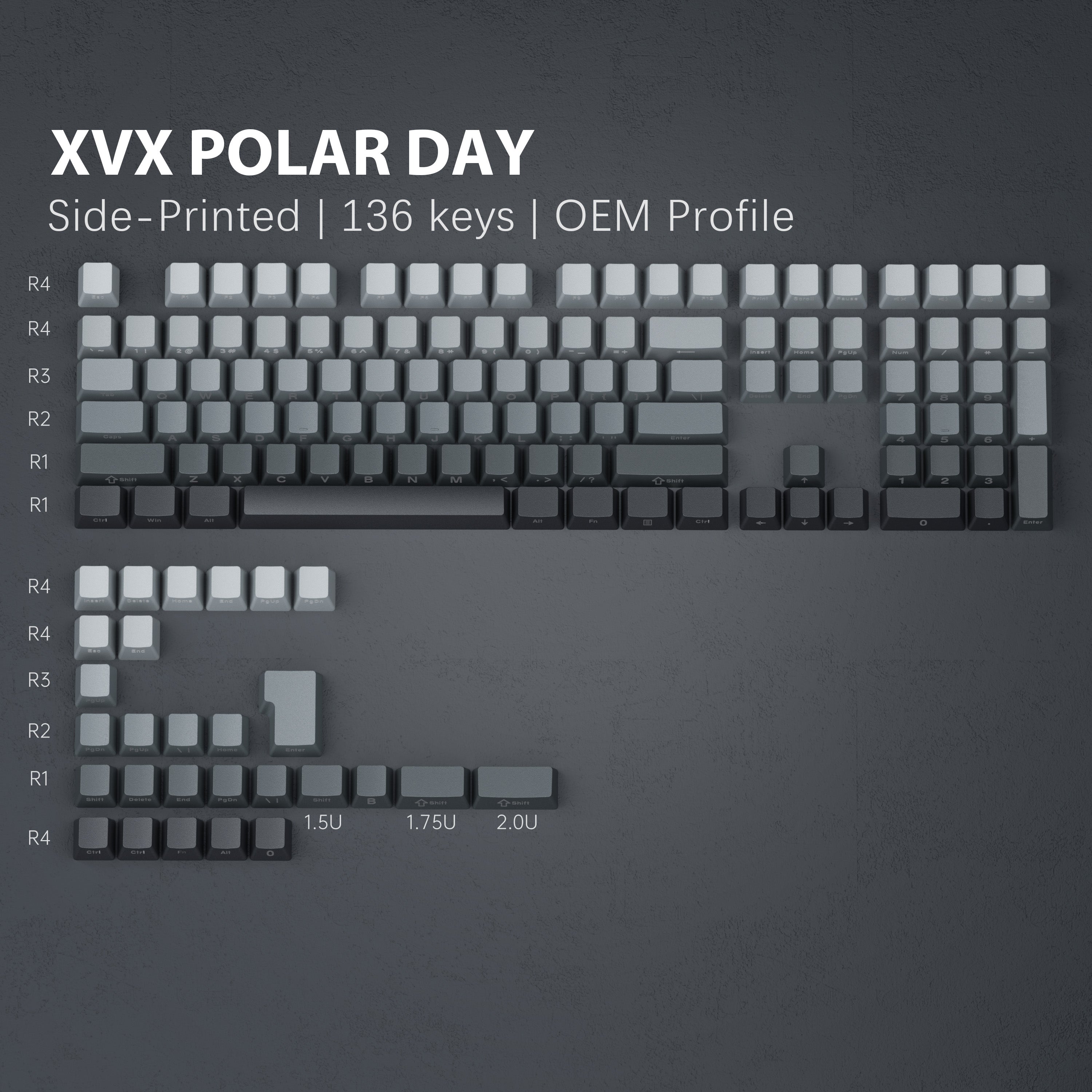 XVX Gradient Series 136-Key Side-Printed OEM Profile Keycap (7 Colors) xvxchannel