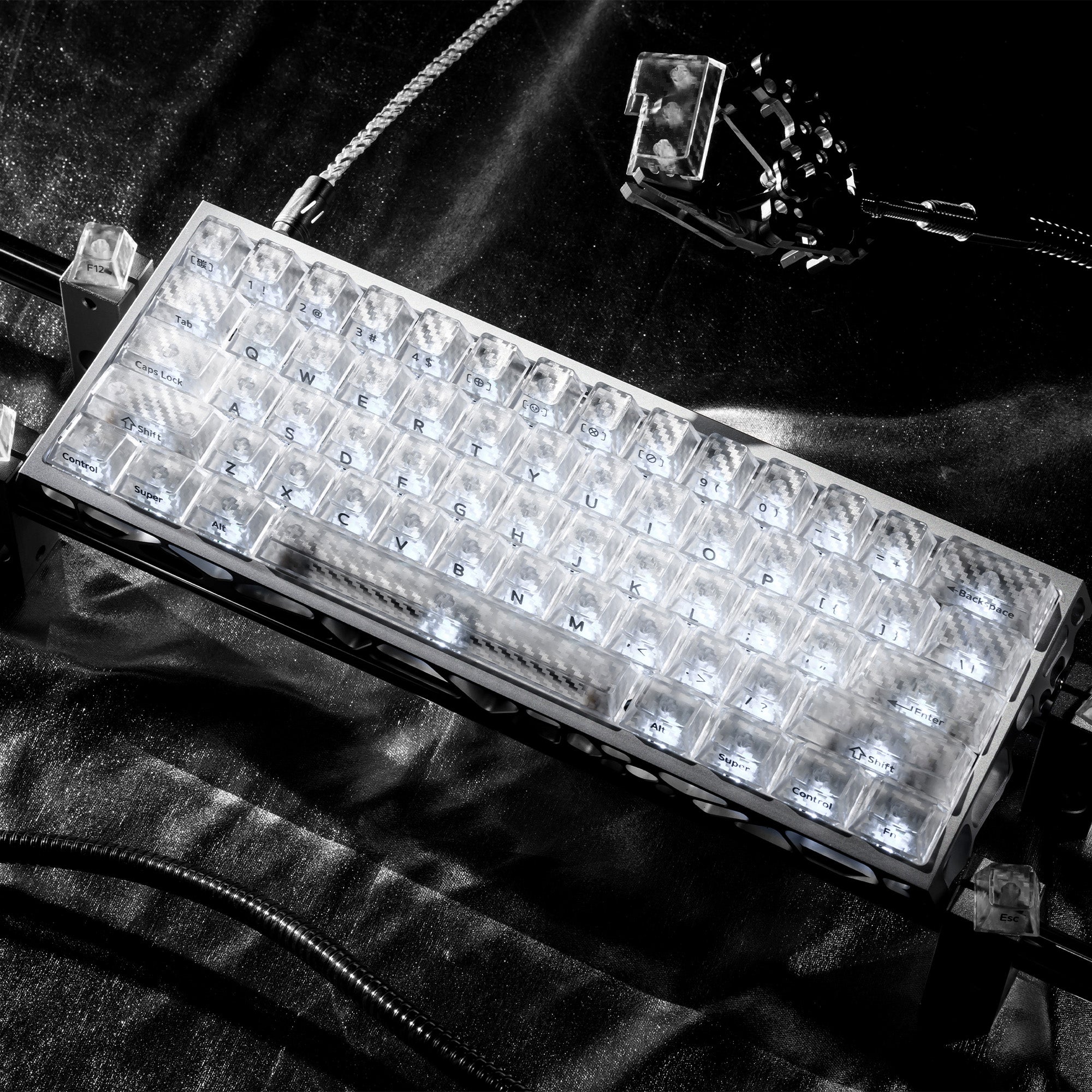 XVX Carbon Fiber Textured Cherry Profile PC Keycap Set
