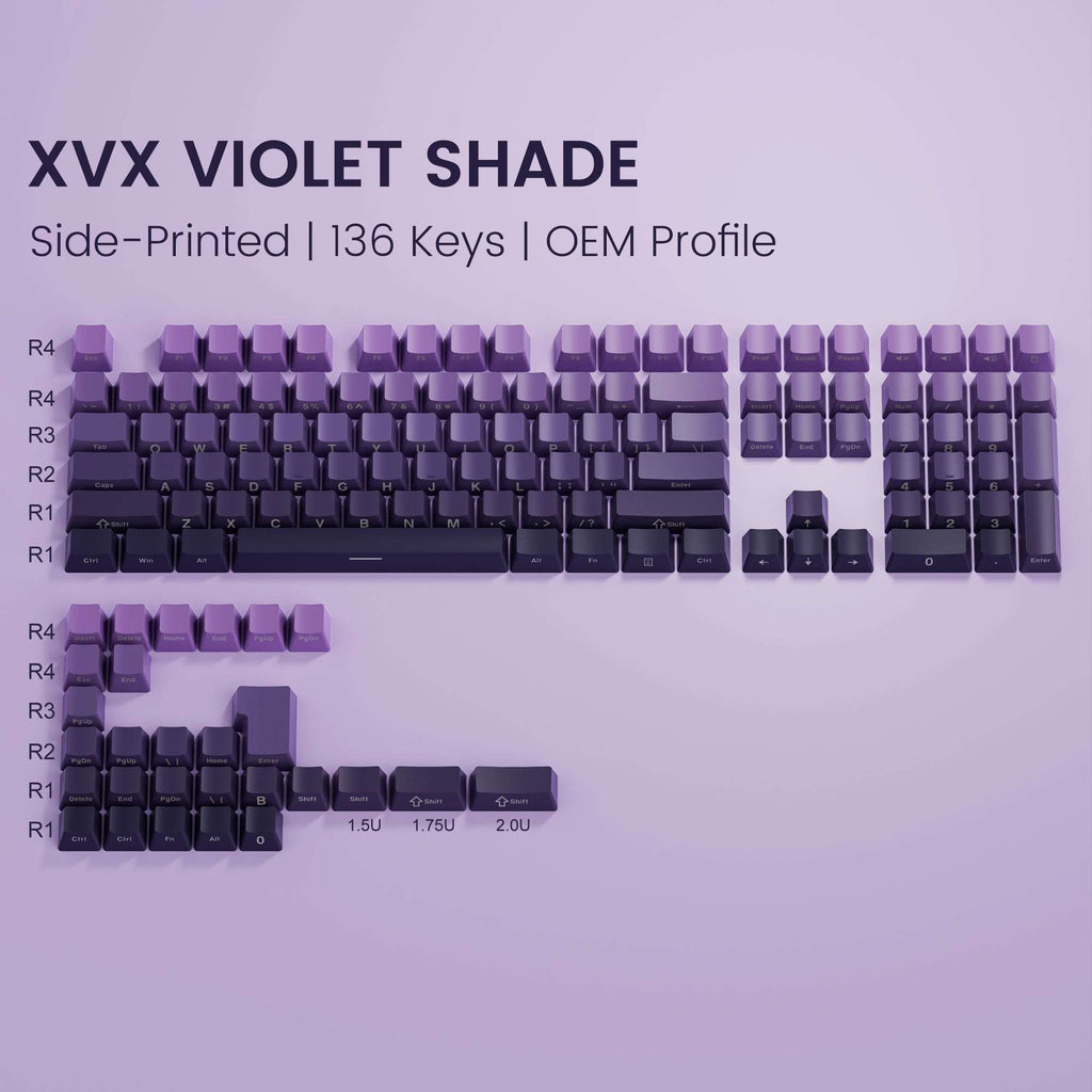 XVX Gradient Series 136-Key Side-Printed OEM Profile Keycap (7 Colors) - xvxchannel