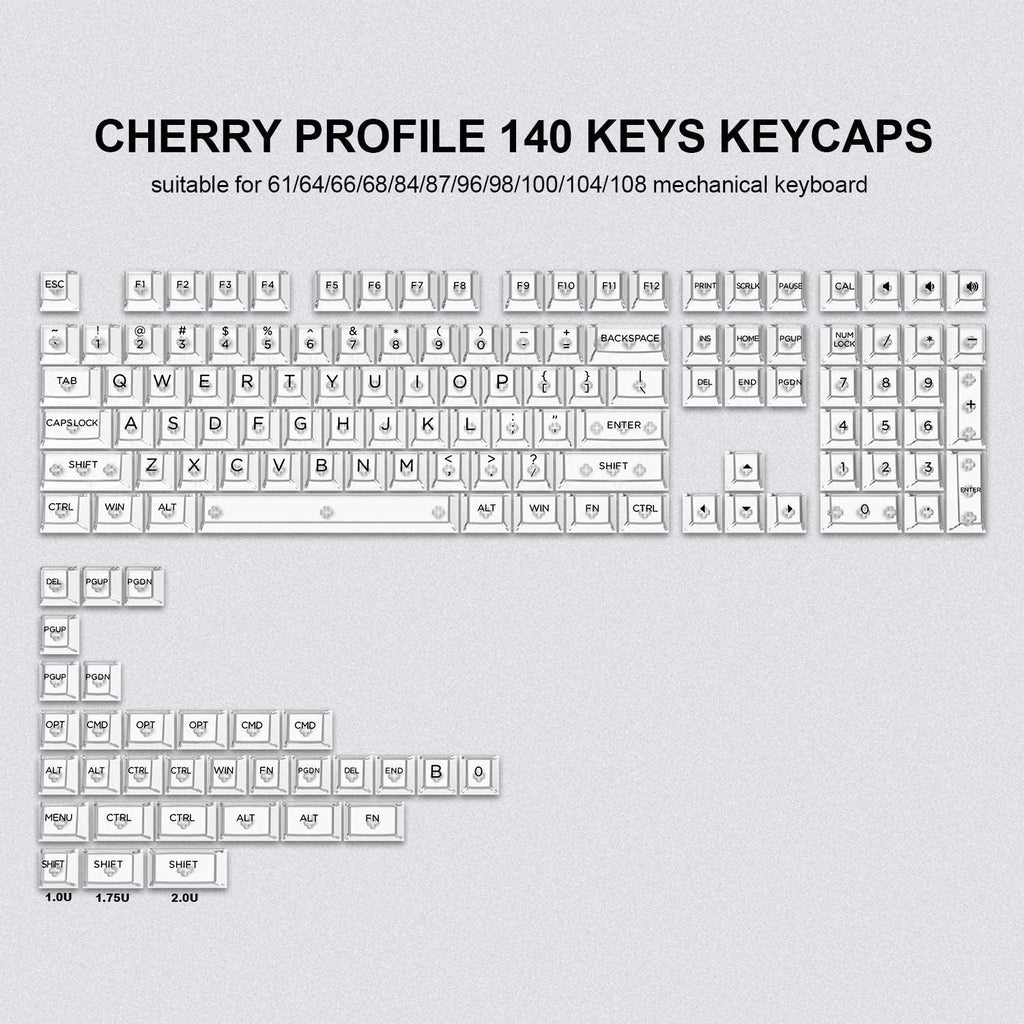 XVX Clear Translucent Cherry Profile Keycap Full Set (140-Key 2 Colors) - xvxchannel
