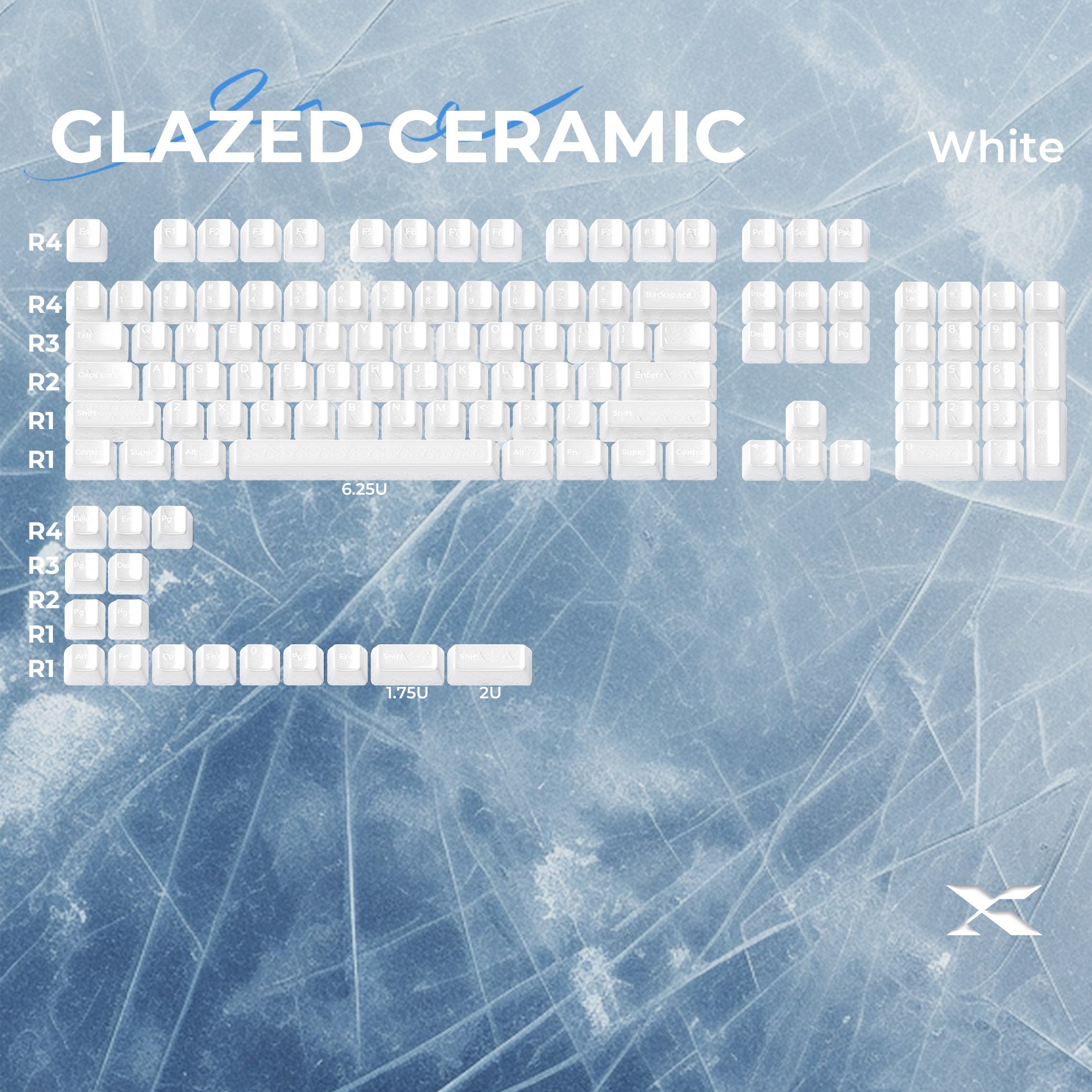 XVX Crazed Ceramic Full Set Cherry Profile 120-Key Keycap Set XVX Keyboard