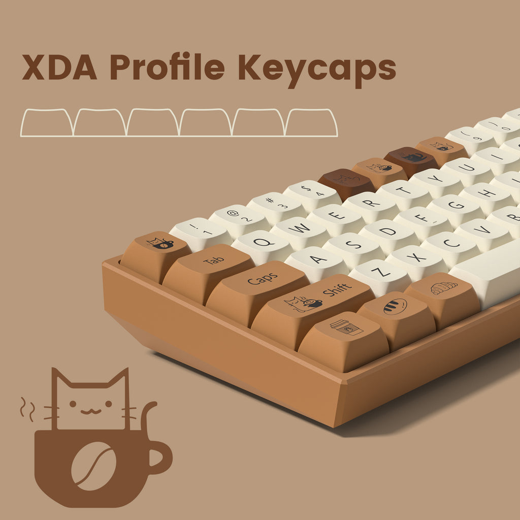 XVX Coffee Cat 143-Key XDA Profile Dye-Sub PBT Keycap - xvxchannel