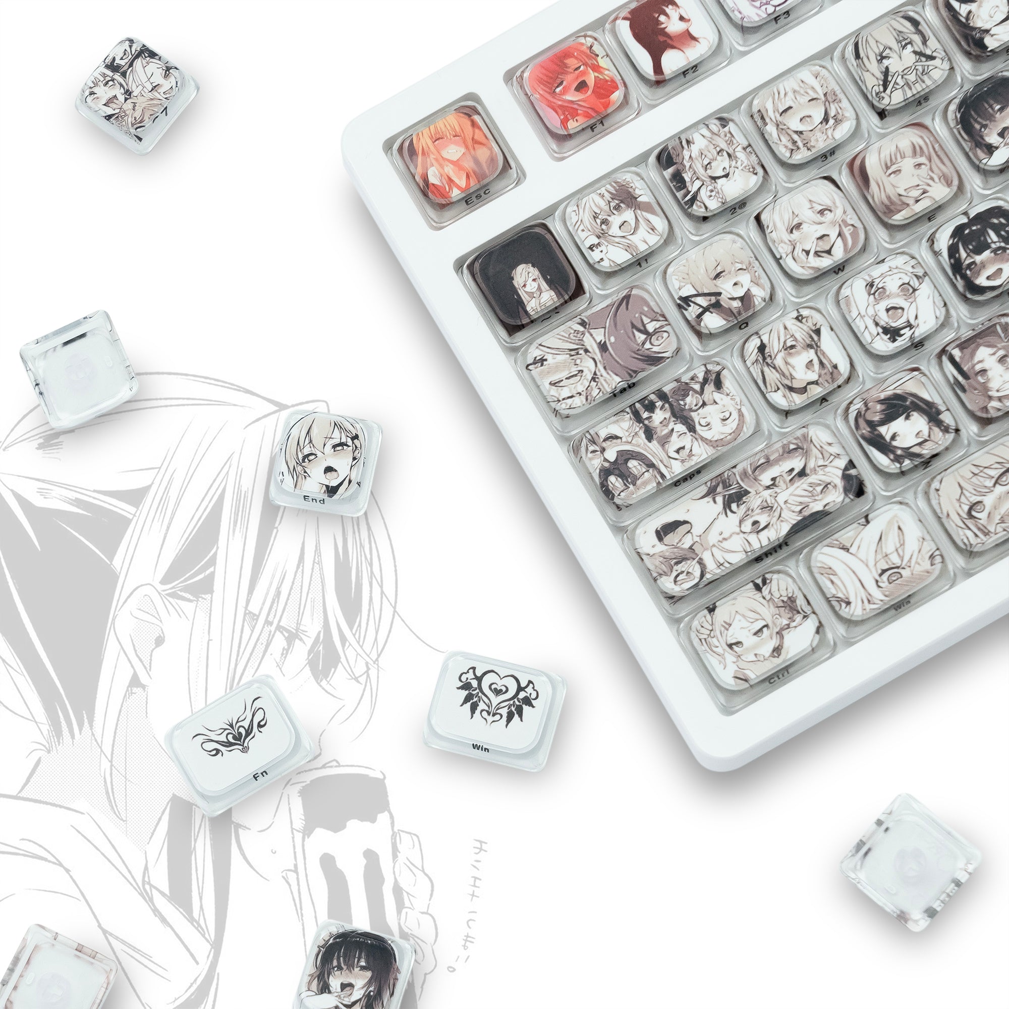 XVX Japanese Anime Theme Low Profile Side-Printed Legend Keycaps