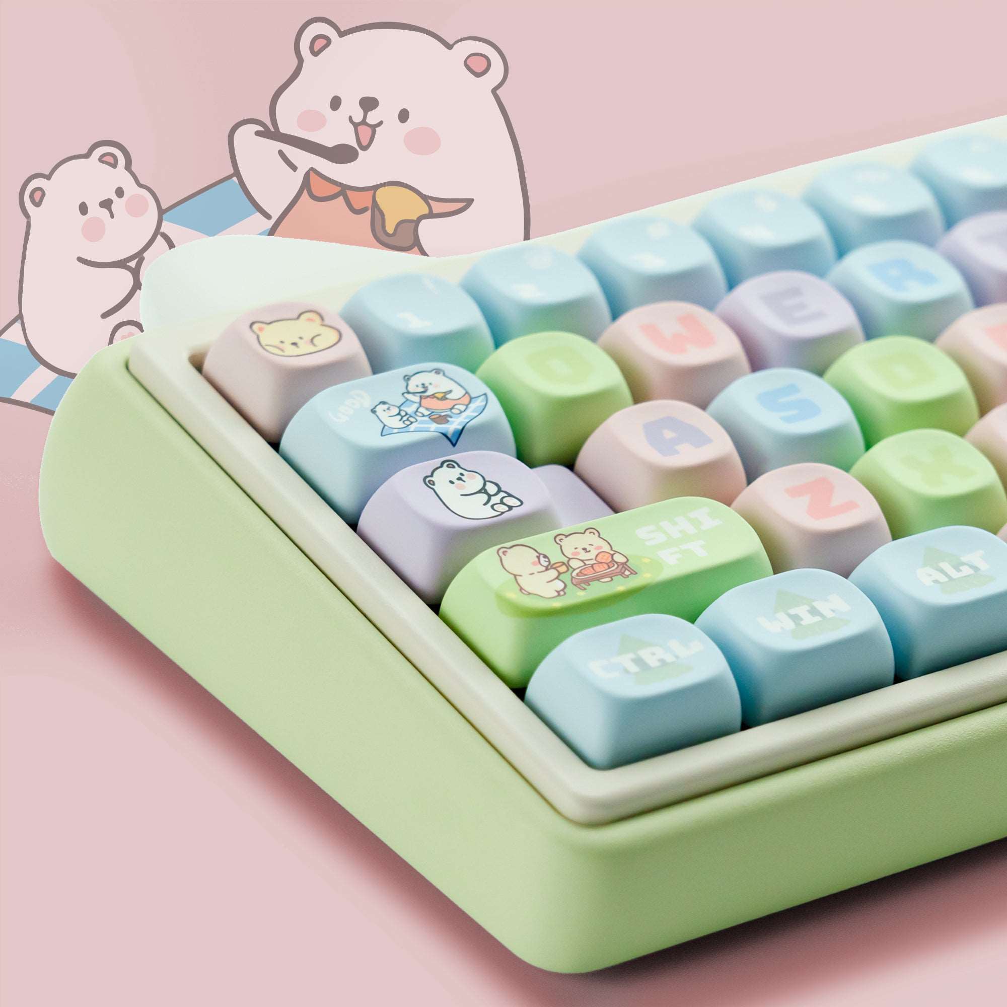 XVX Cute PBT Keycaps, Rainbow Gummy Bear Keycap Set MOA Profile, Dye-Sublimation