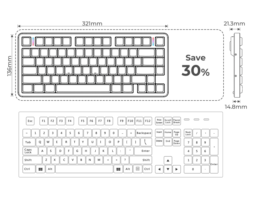 L75 Air Low-Profile RGB Mechanical Keyboard | XVX Keyboad