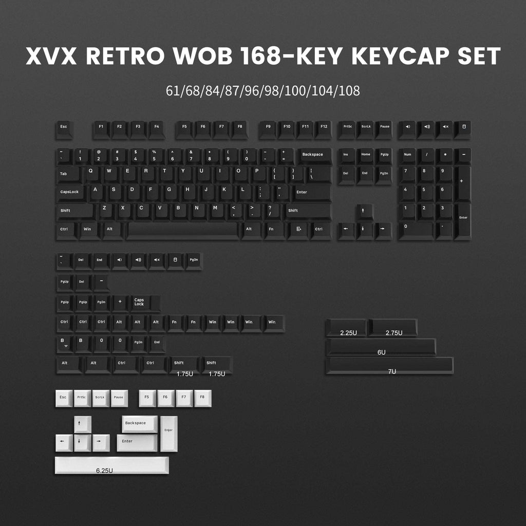 [XVX Retro Cherry Series] Cherry Profile 168-Key Double-Shot PBT Keycap Set (4 Colors) - xvxchannel