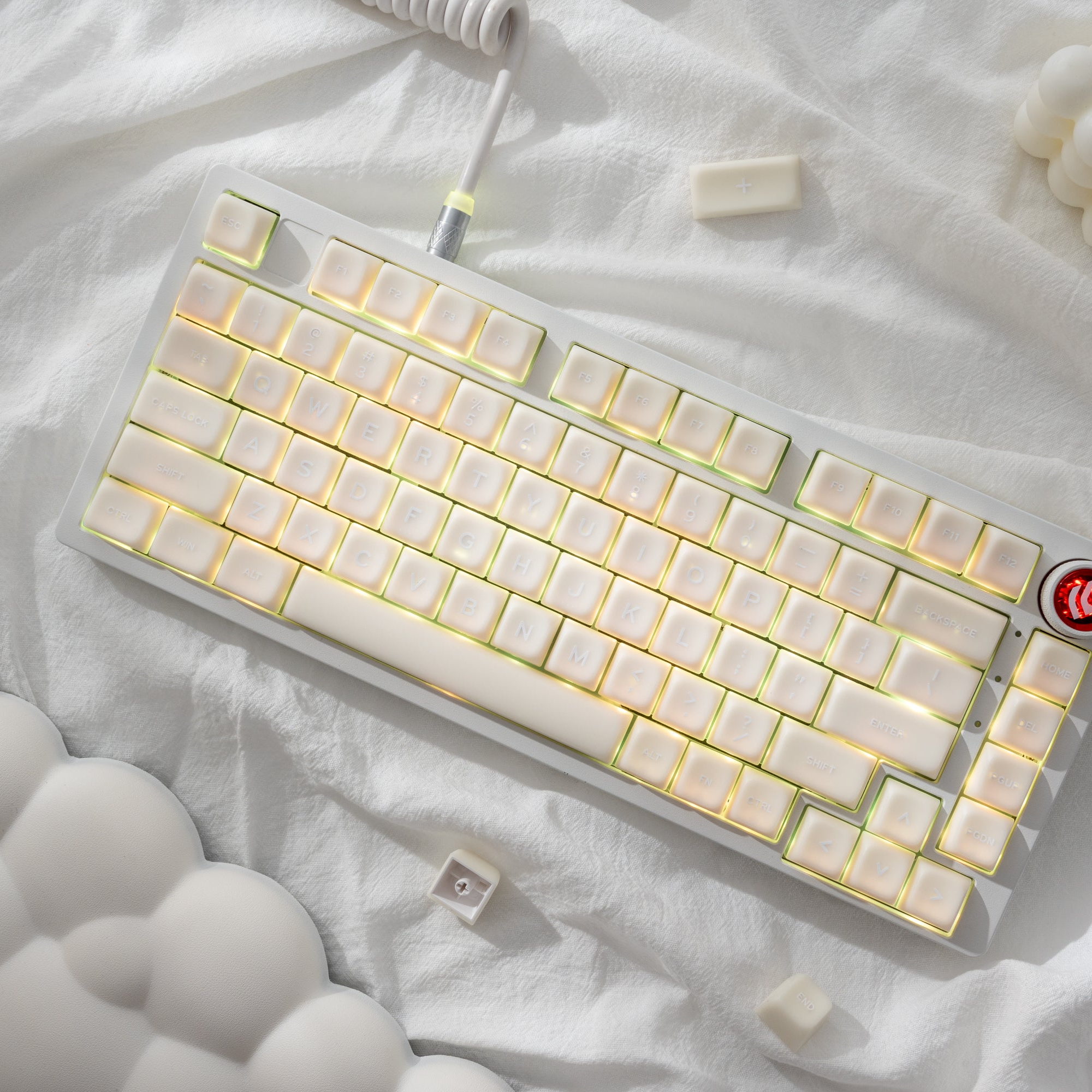 XVX Frost Jade Series White Tofu Double-Shot MDA Profile 132-Key PBT Keycap Set XVX Keyboard Channel