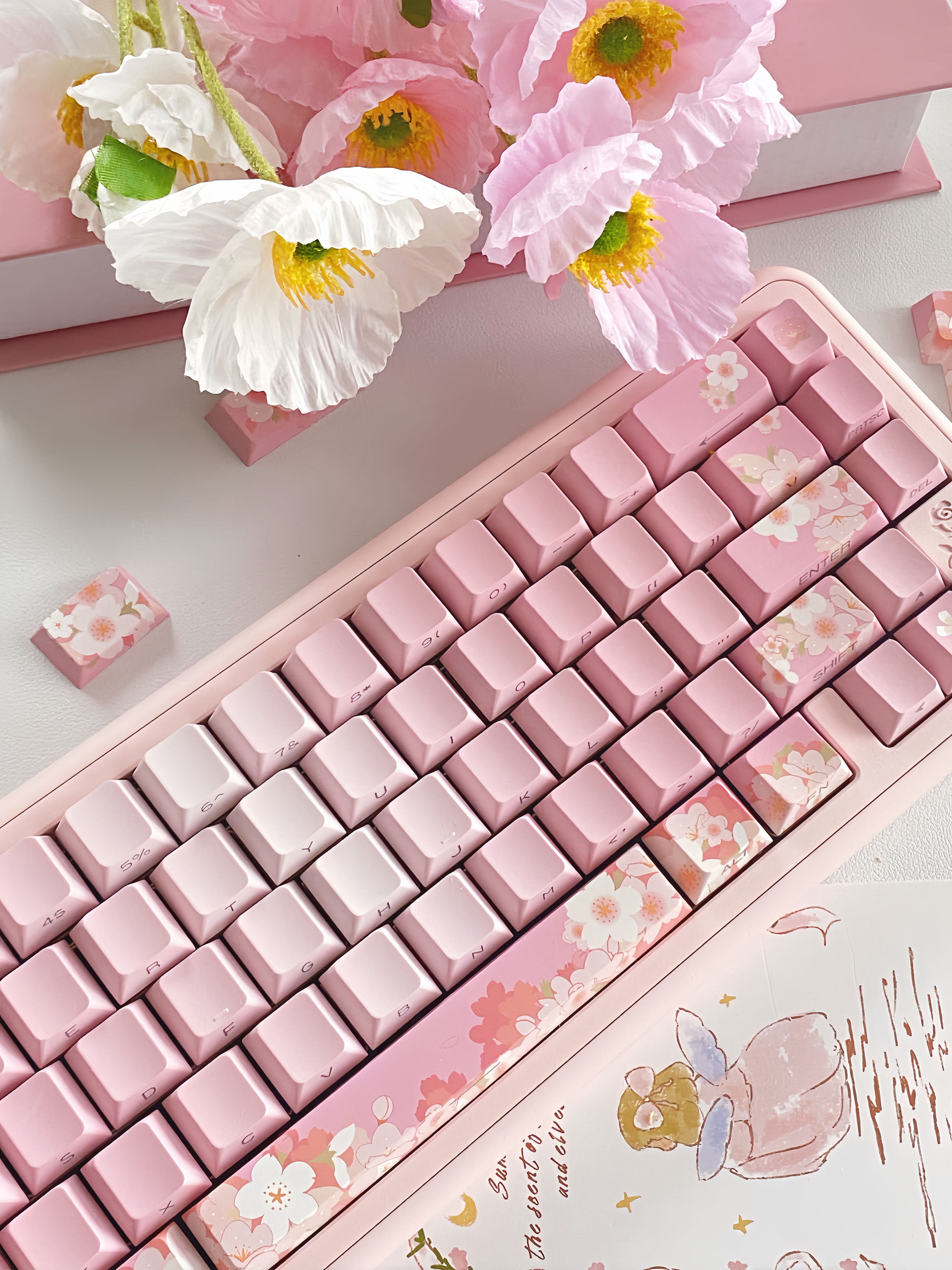 XVX Sakura Cherry Profile Side-Print Dye-Sublimation 131-Key PBT Keycap Set XVX channal