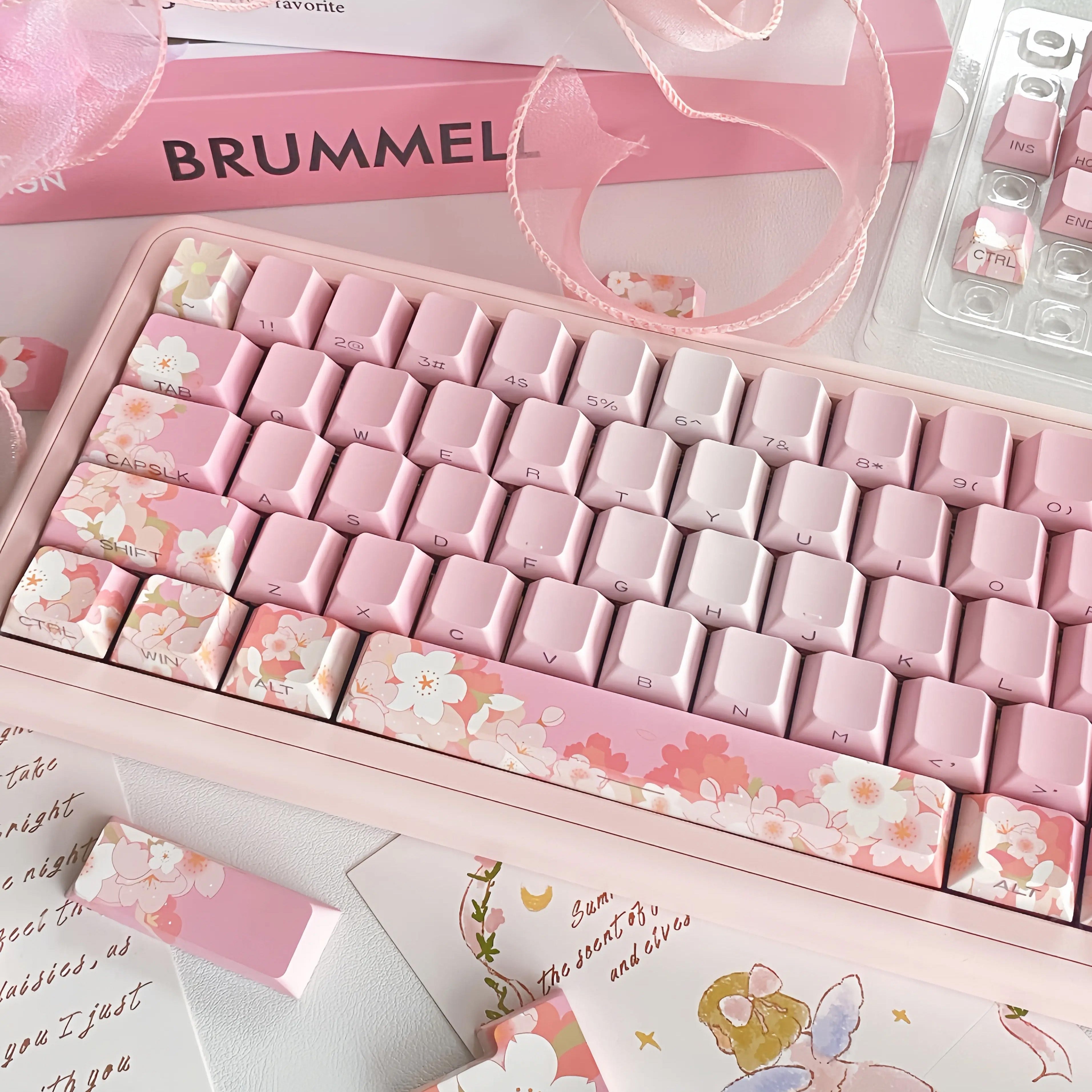 XVX Sakura Cherry Profile Side-Print Dye-Sublimation 131-Key PBT Keycap Set XVX channal