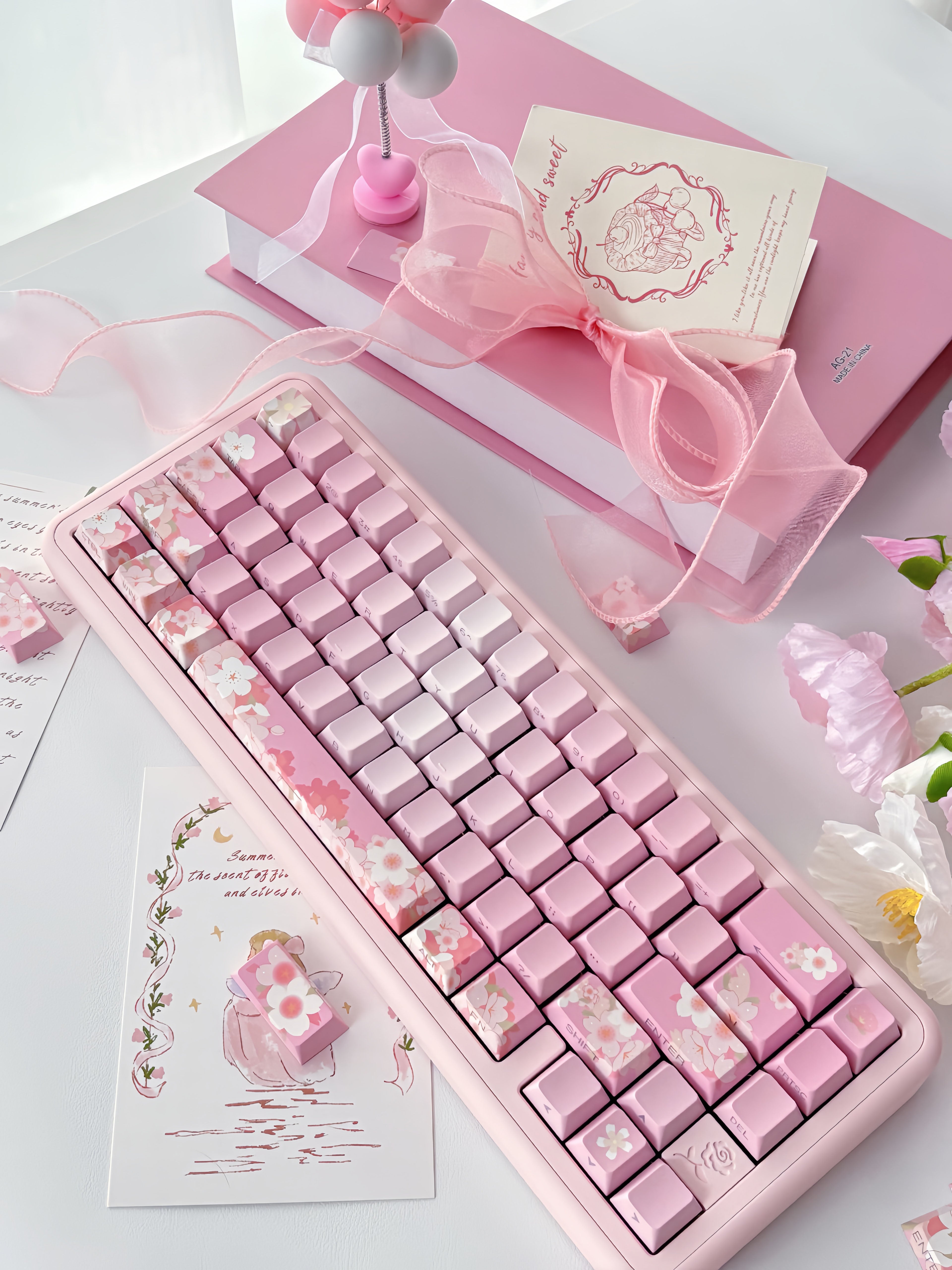 XVX Sakura Cherry Profile Side-Print Dye-Sublimation 131-Key PBT Keycap Set XVX channal