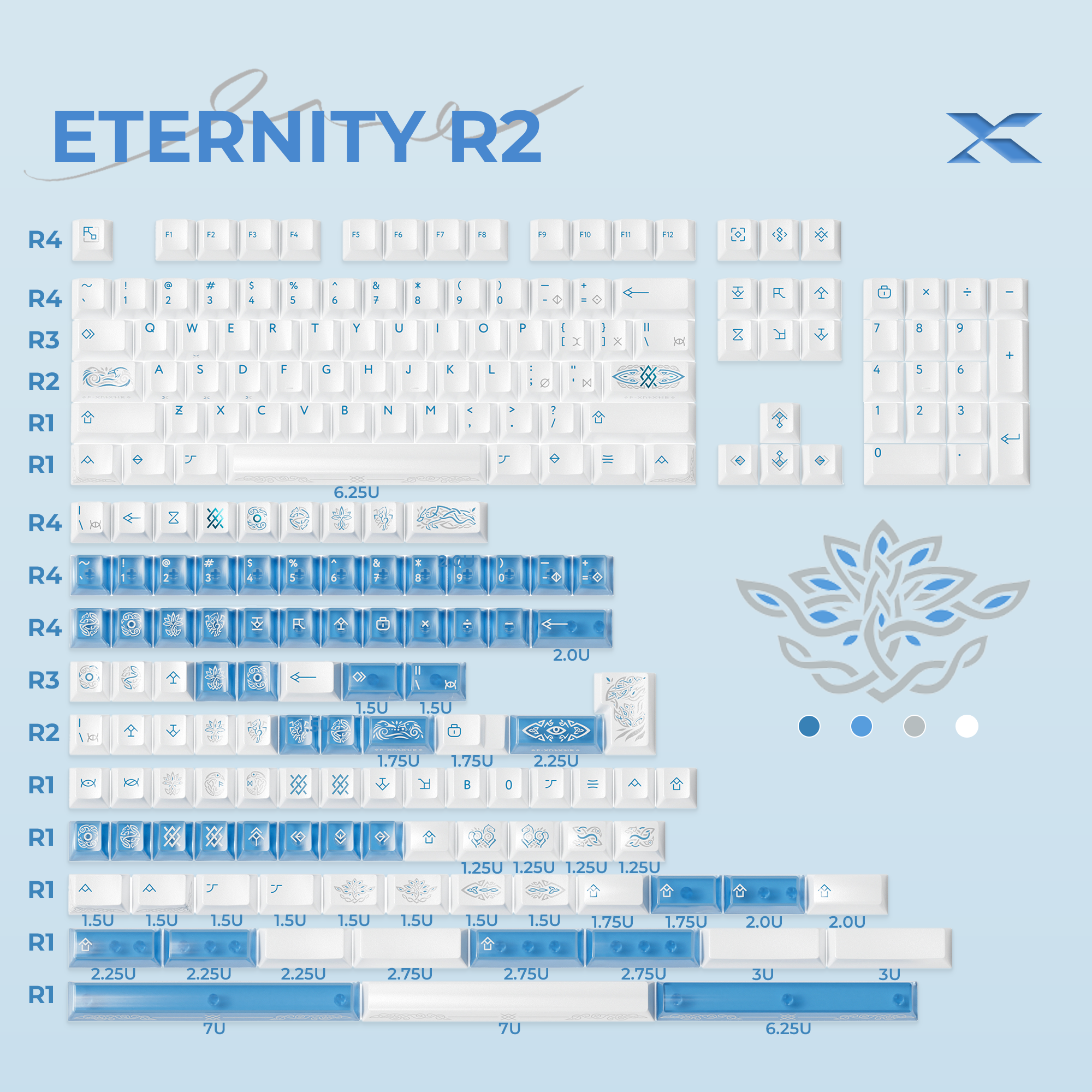 XVX Eternity R2 Cherry Profile PBT+PC 205-Key Keycap Set XVX Keyboard