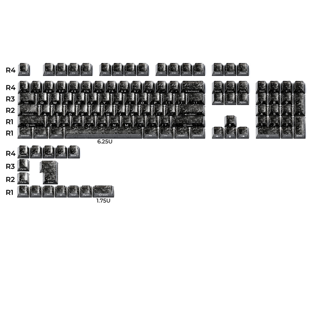 XVX Forged Carbon-Look Cherry Profile Side-Printed PC Keycap Set – XVX ...