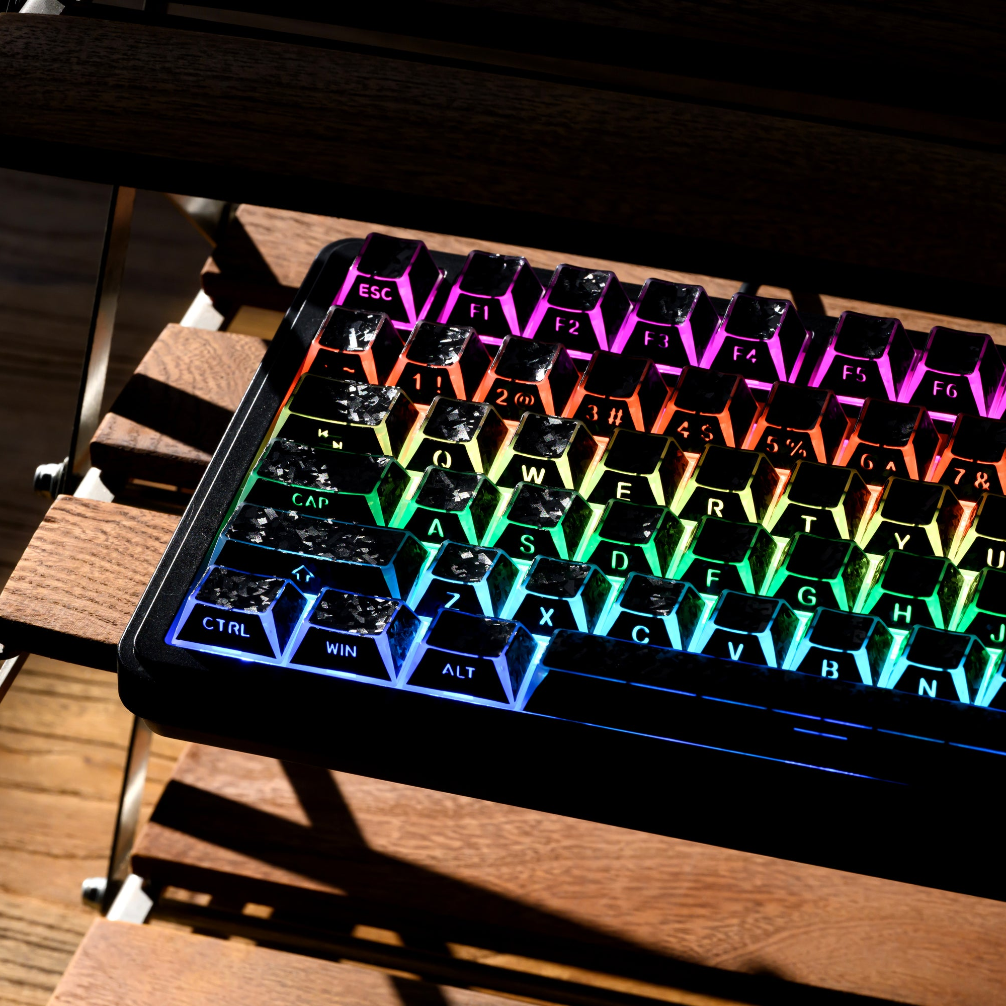 PRISM Forged Carbon Shine-Through Cherry Profile Keycap Set