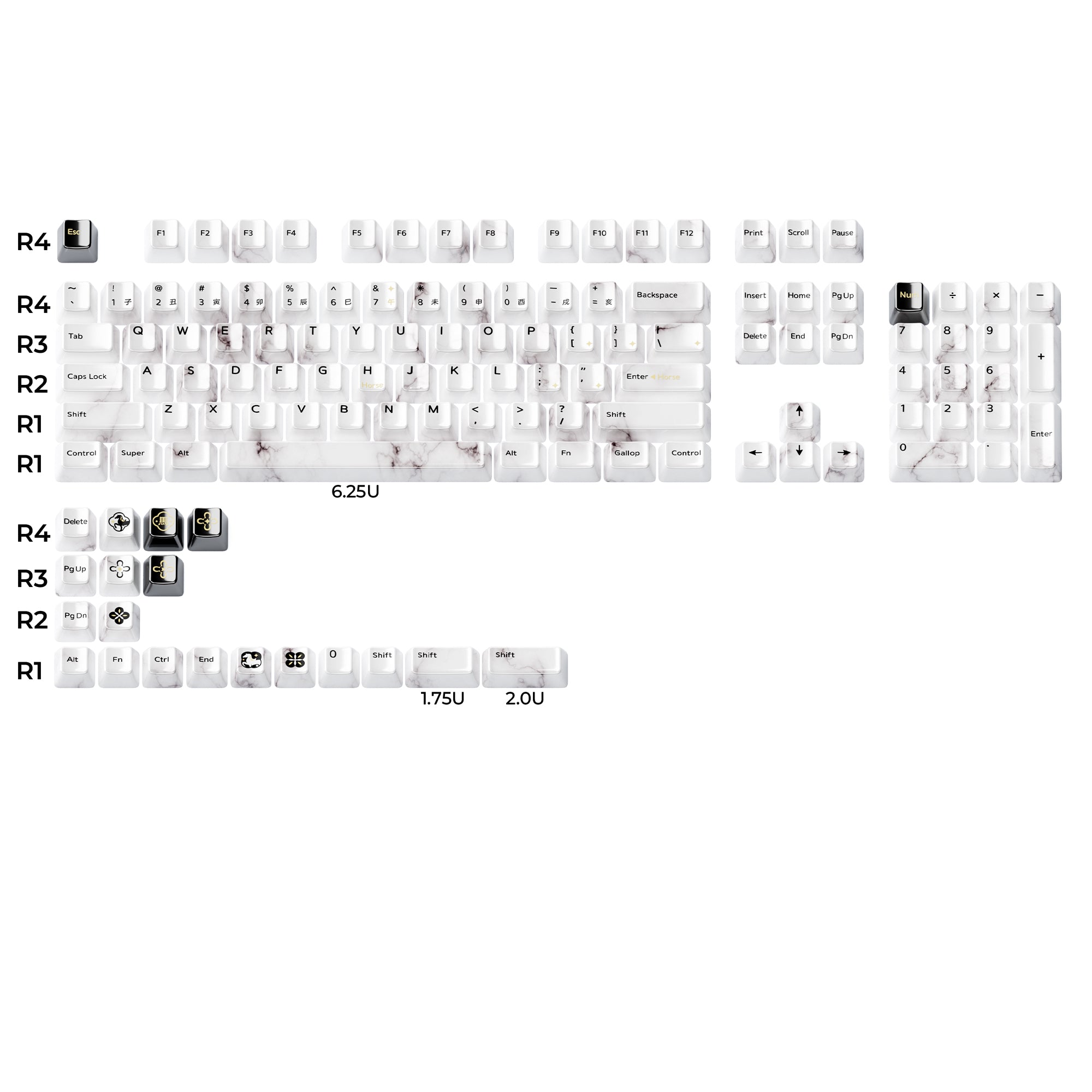 XVX Year of The Horse Themed Glaze Ceramic Cherry Profile 120-Key Keycap Set XVX Keyboard
