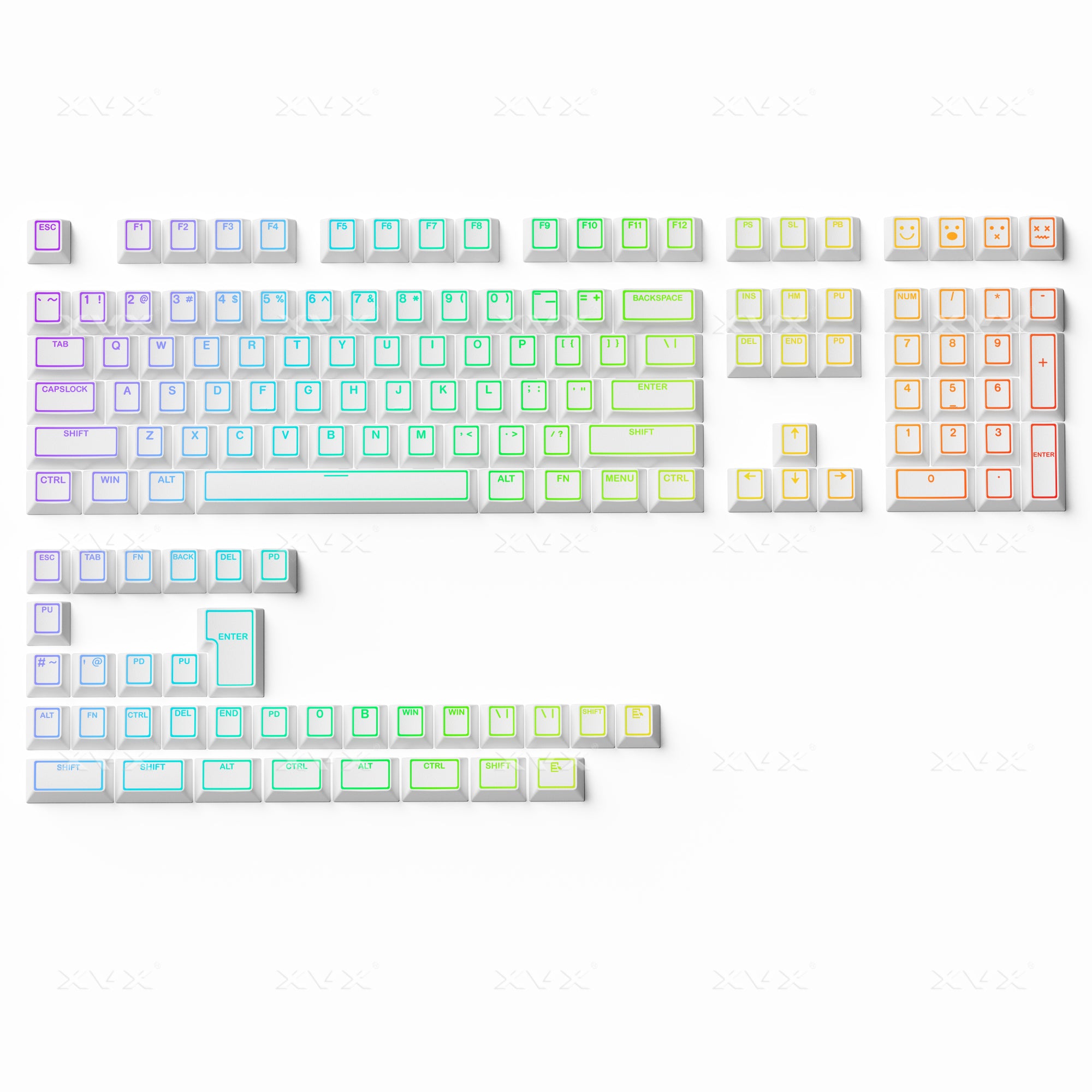 XVX PRISM Shine-Through Double shot Cherry Profile PBT Keycap Set 142 ...