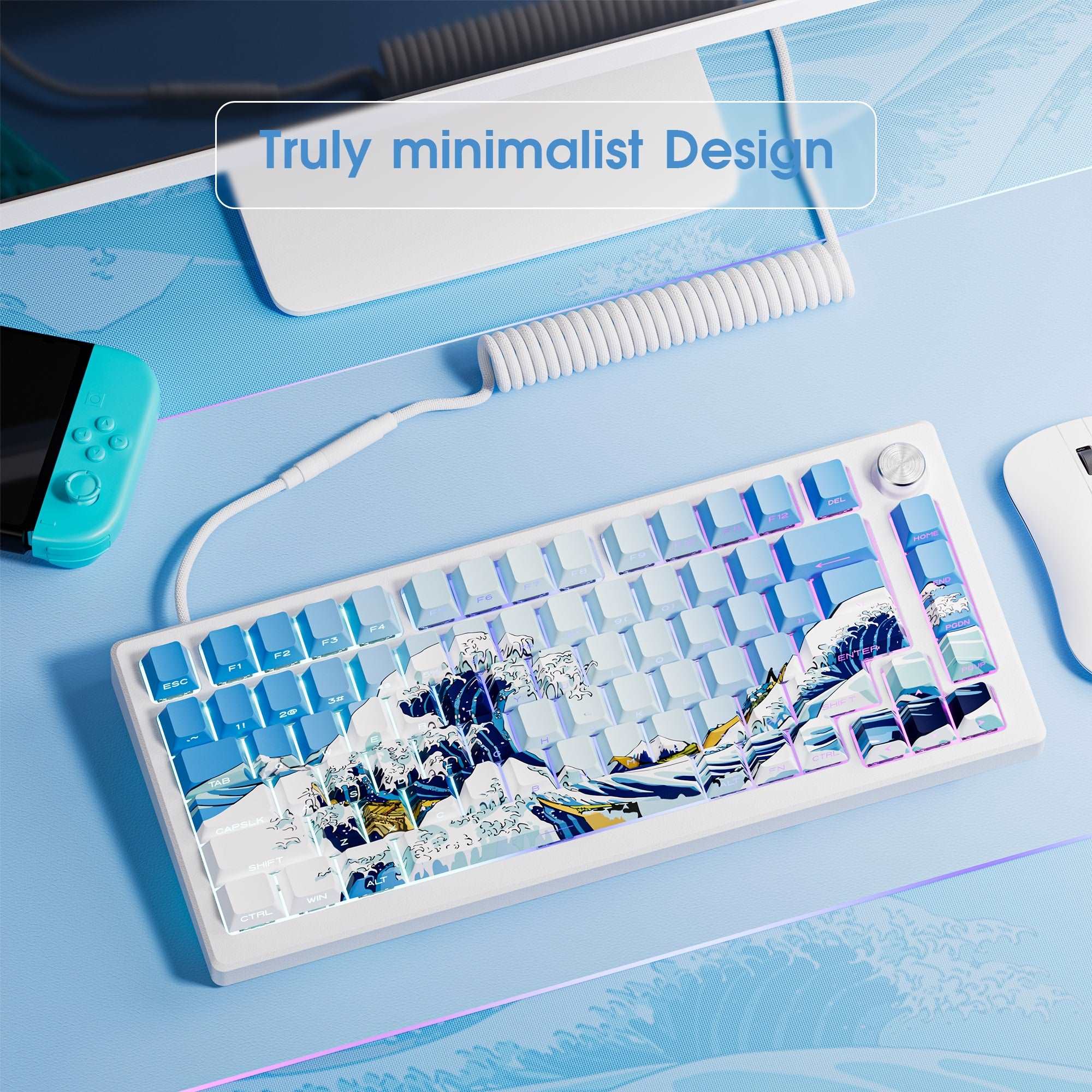 XVX Wave of Kanagawa Cherry Profile Side Print Dye-sub PBT Keycap Set ...