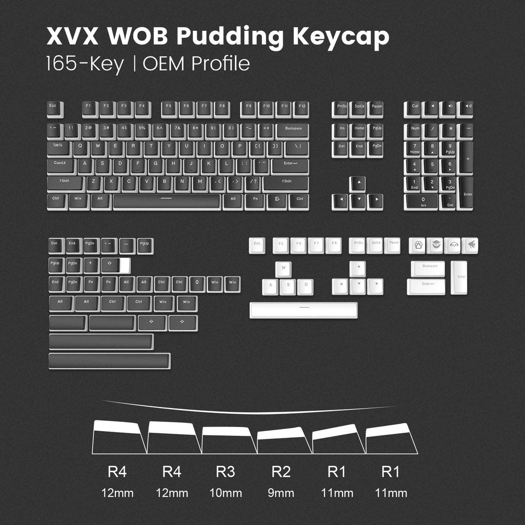 XVX Pudding V2 OEM Profile 165-Key PBT Keycap (10 Colors) - xvxchannel