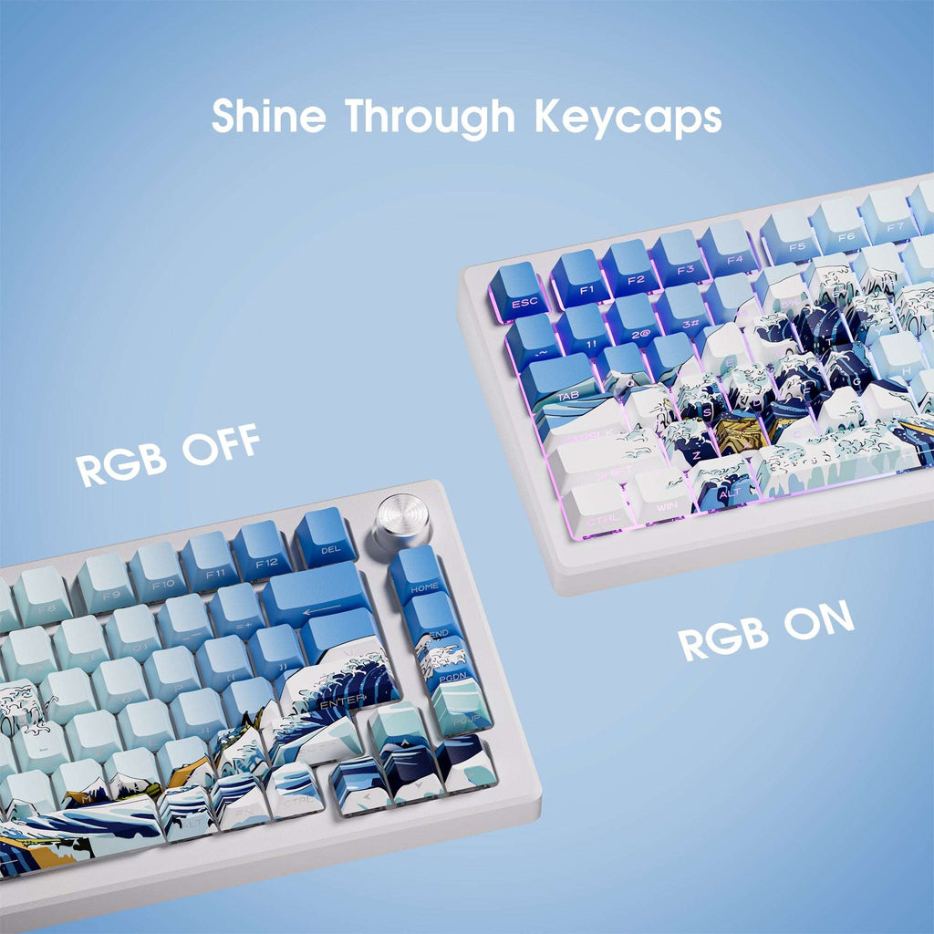 XVX Wave of Kanagawa Cherry Profile Side Print Dye-sub PBT Keycap Set (131-Key) - xvxchannel