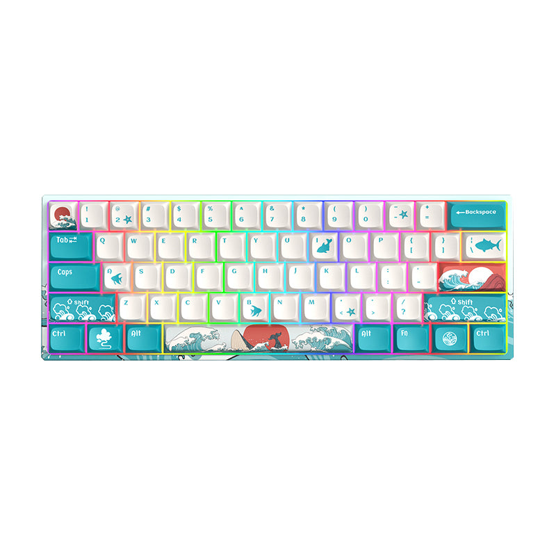 XVX M61 Coral Sea Themed 61 Keys Wired/Wireless Mechanical Keyboard - xvxchannel