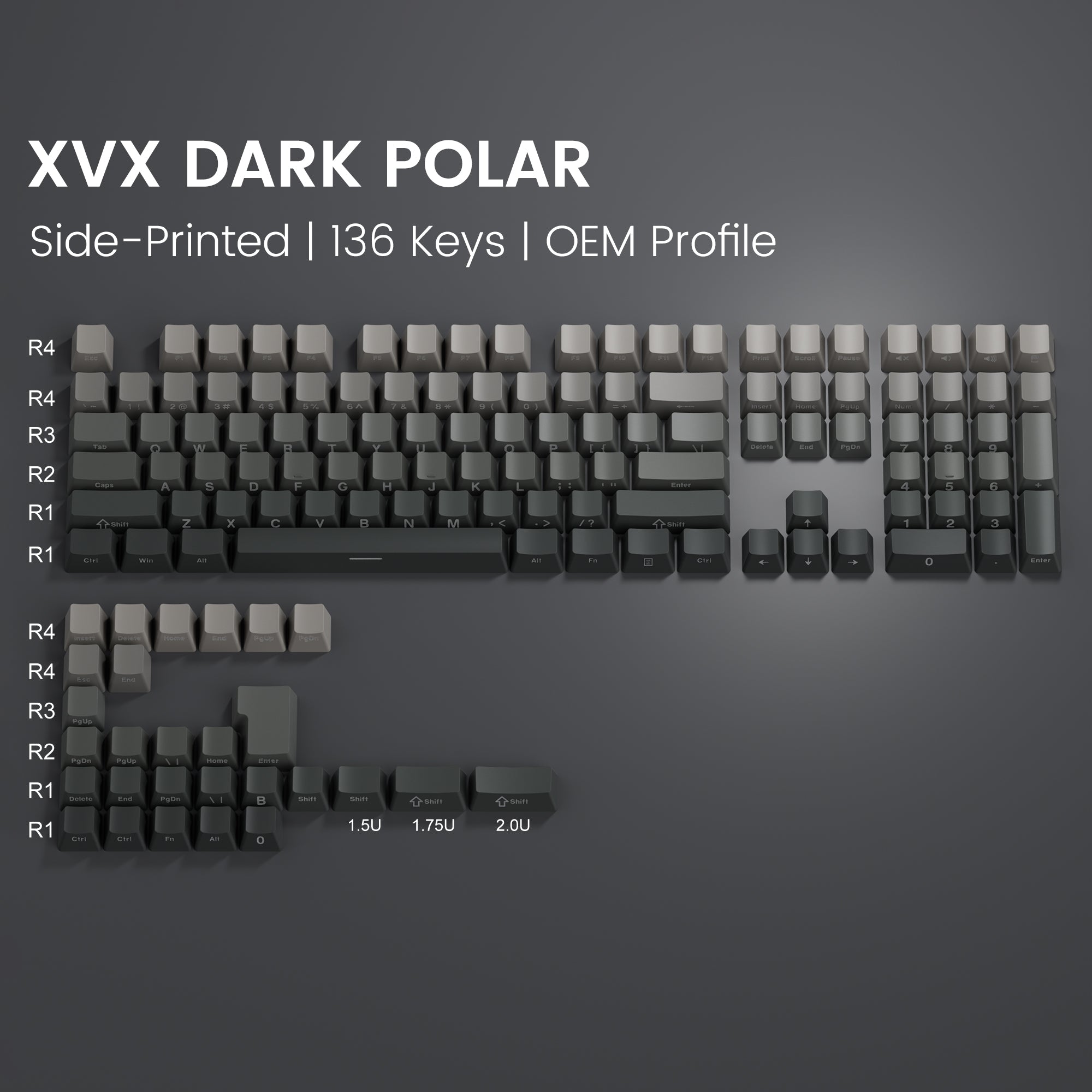 XVX Gradient Series 136-Key Side-Printed OEM Profile Keycap (7 Colors) - xvxchannel